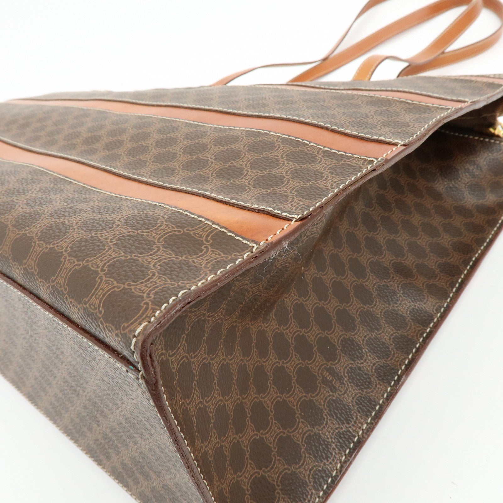 CELINE Macadam PVC Leather Tote Bag Shoulder Bag Brown