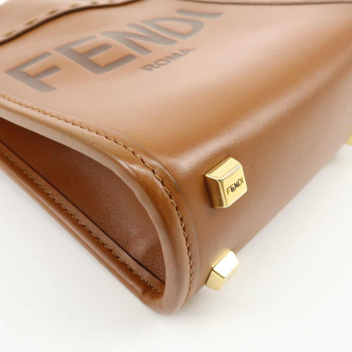 FENDI Sunshine Shopper Small 2Way Bag Shoulder Bag Camel 8BS051
