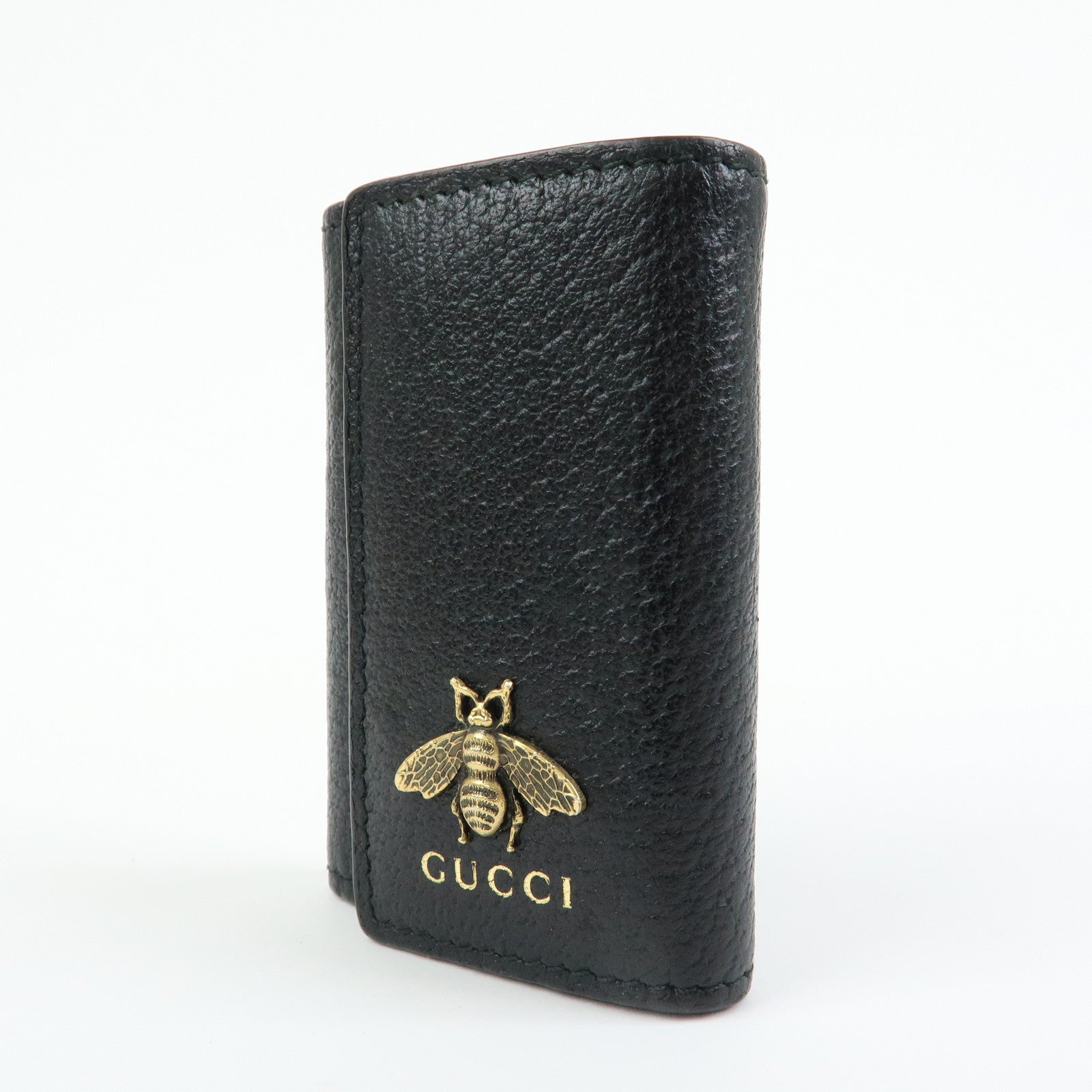 GUCCI Animalier Bee Leather 6 Ring Key Case Key Holder Black 523683