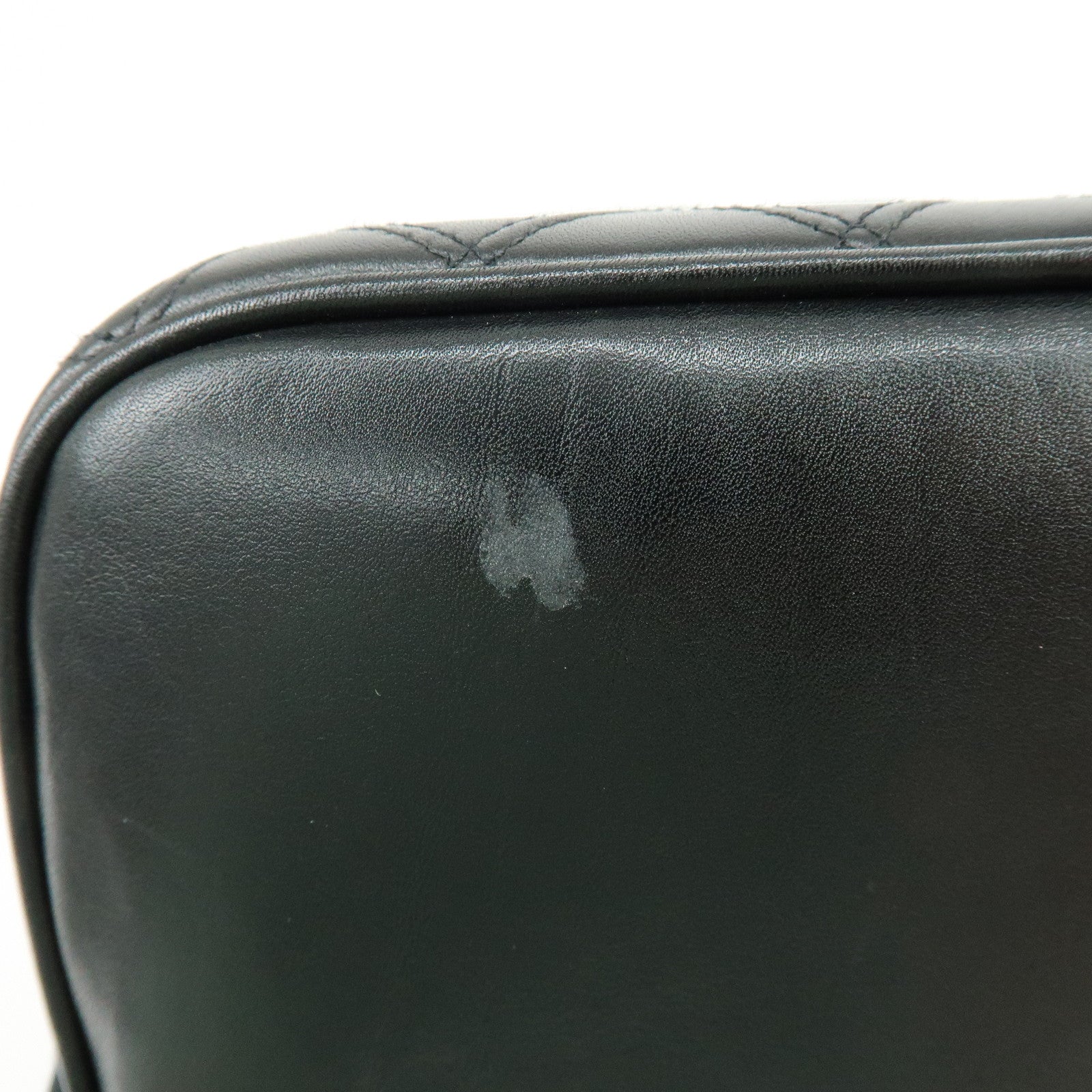 CHANEL Bicolore Lamb Skin Vanity Bag Hand Bag Black A01619