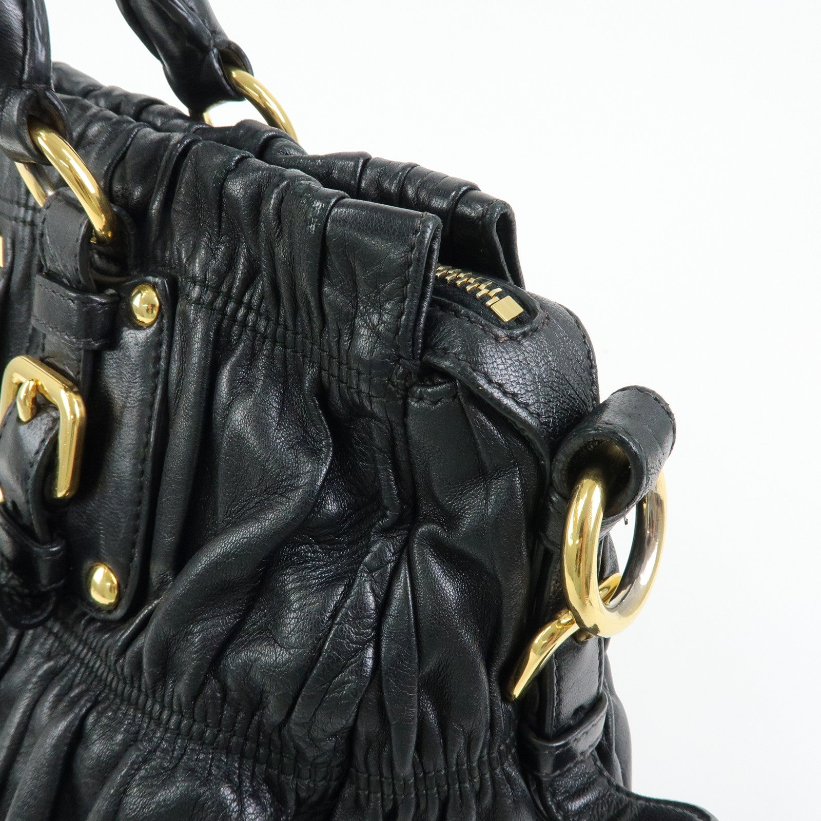 PRADA Logo Nappa Leather 2Way Bag Hand Bag Shoulder Bag Black