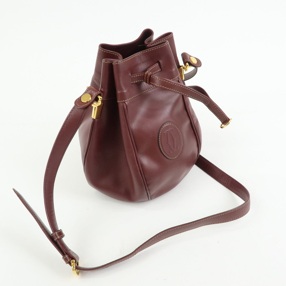 Cartier Must de Cartier Leather Shoulder Bag Crossbody Bag Bordeaux