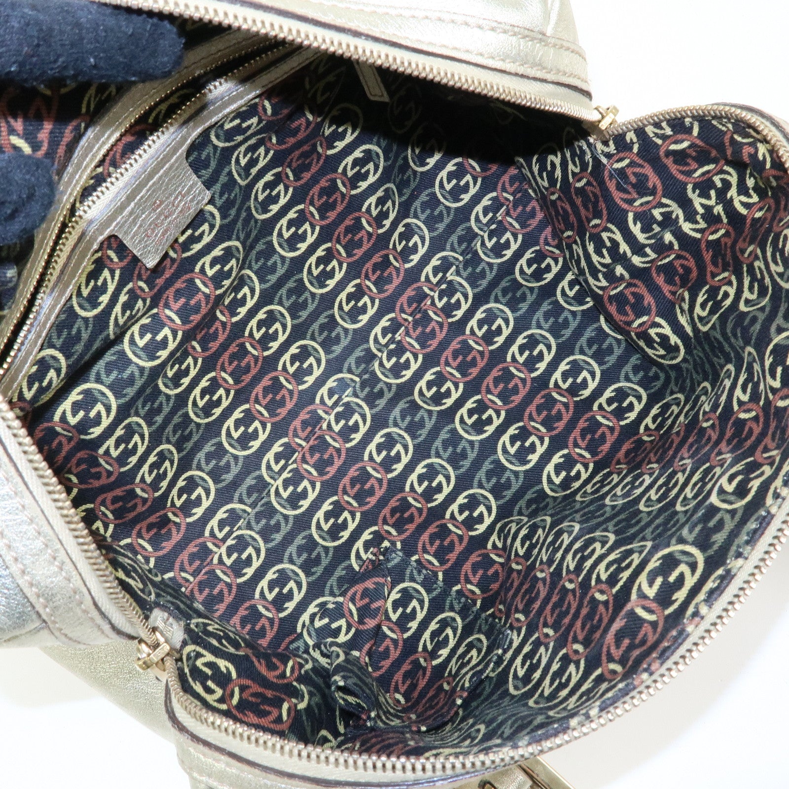GUCCI Interlocking G Leather Mini Boston Bag Champagne Gold 170009