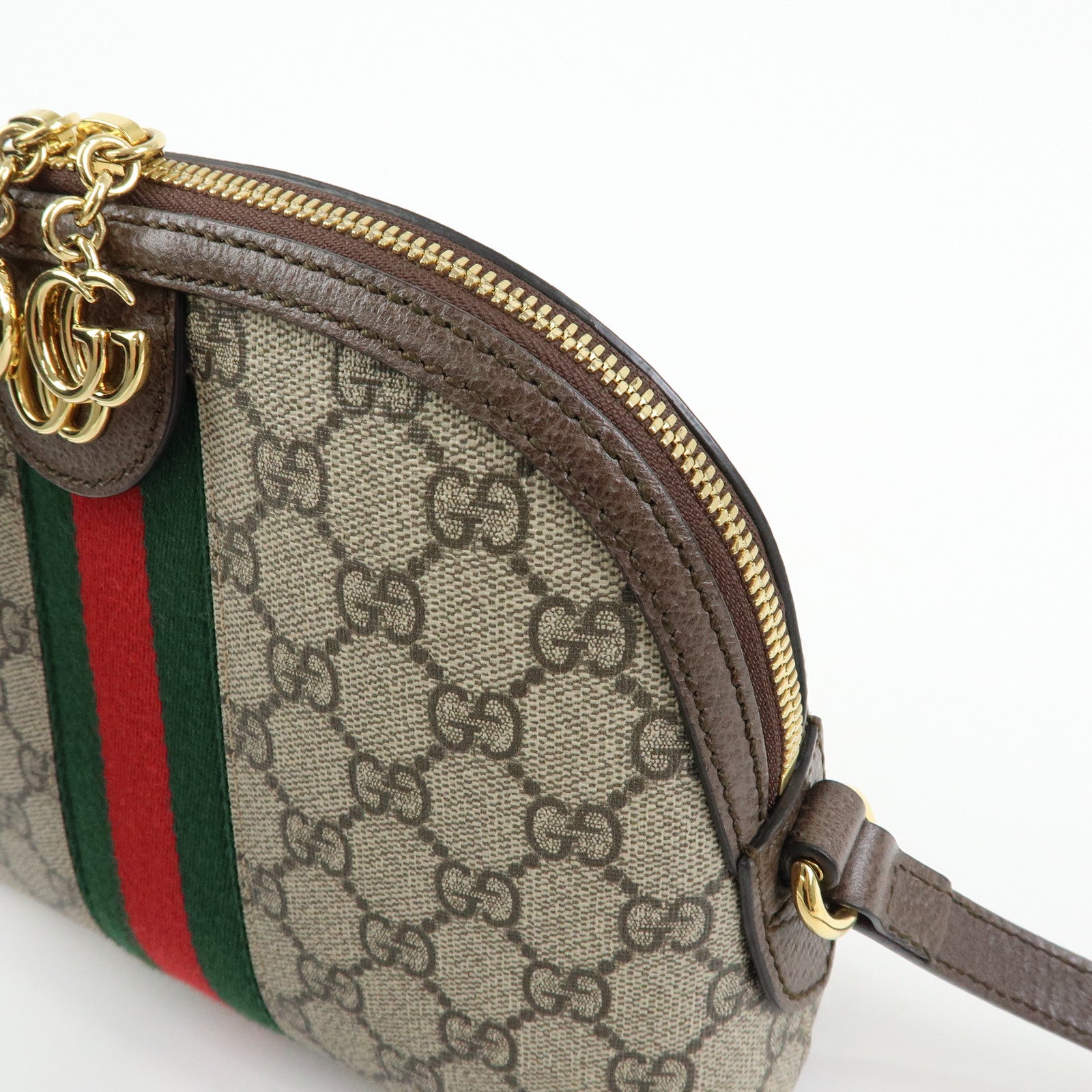 GUCCI Ophidia Sherry GG Supreme Leather Shoulder Bag Beige Brown 499621