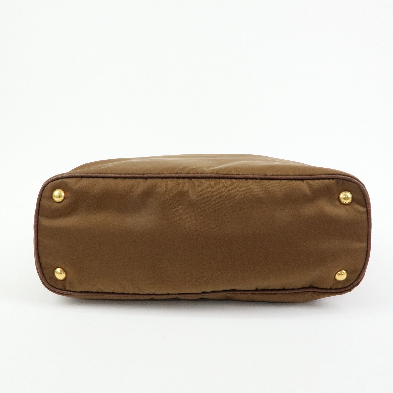 PRADA Logo Nylon Leather 2Way Bag Shoulder Bag Brown BR4991