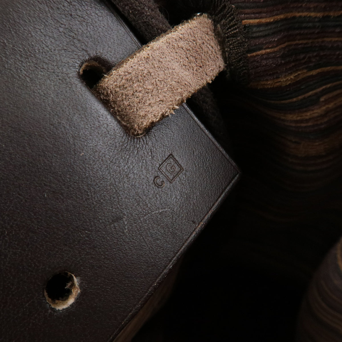 HERMES Herline Cabas PM Vivrato Leather Hand Bag □G Stamped Brown Black