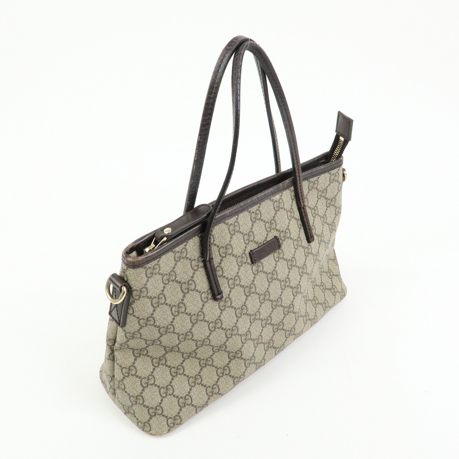 GUCCI GG Supreme Leather 2Way Bag Hand Bag Brown Beige 353440