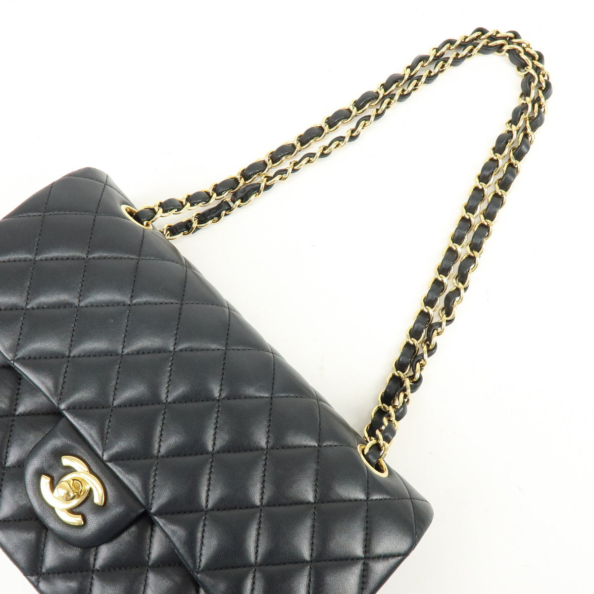 CHANEL Matelasse 25 Lamb Skin Double Flap Chain Shoulder Bag A01112