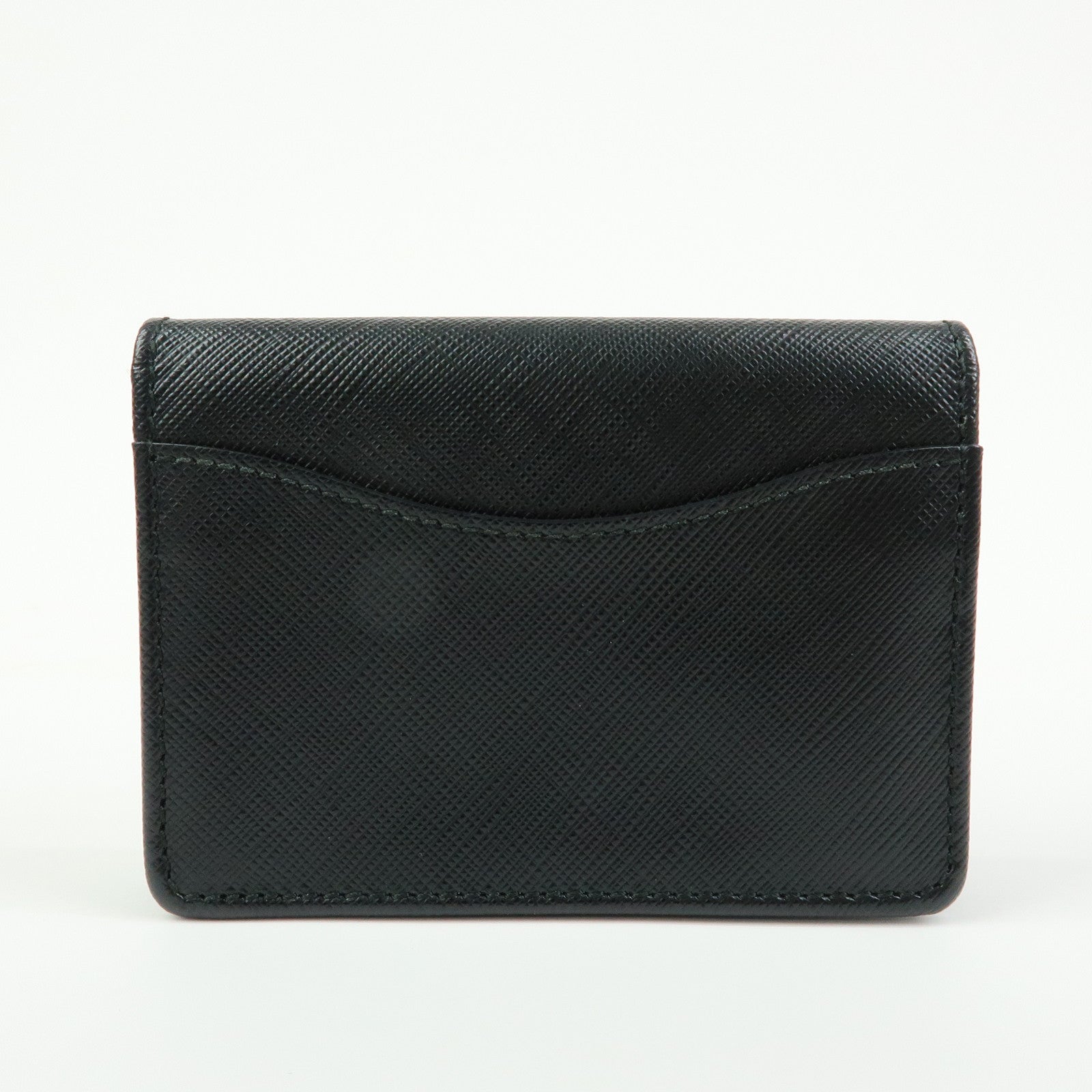 Ferragamo Gancini Embossed Leather Card Case Card Holder Black