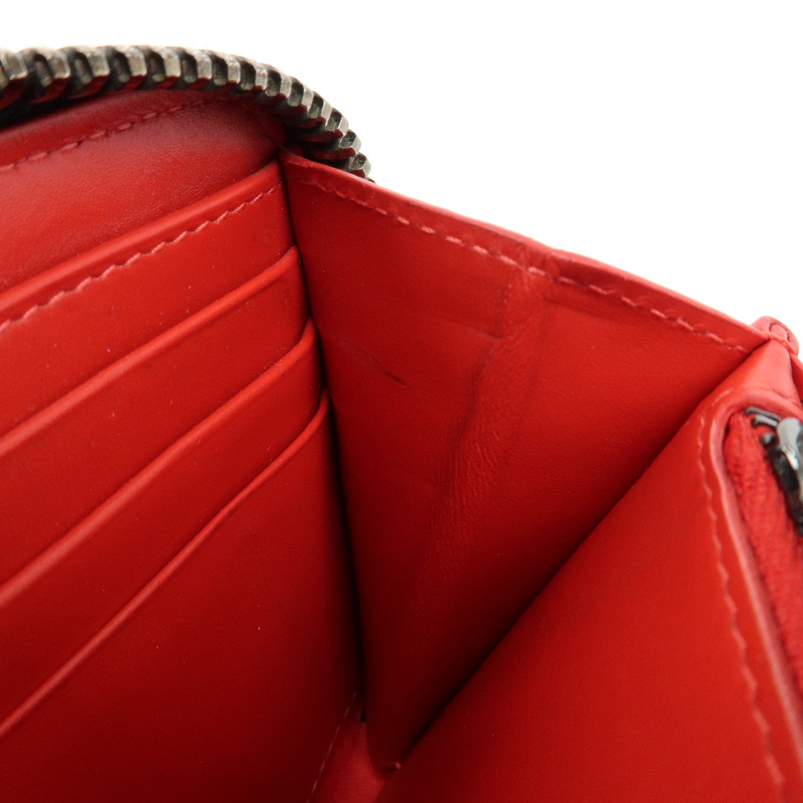 Christian Louboutin Studs Leather Round Zippy Long Wallet Black