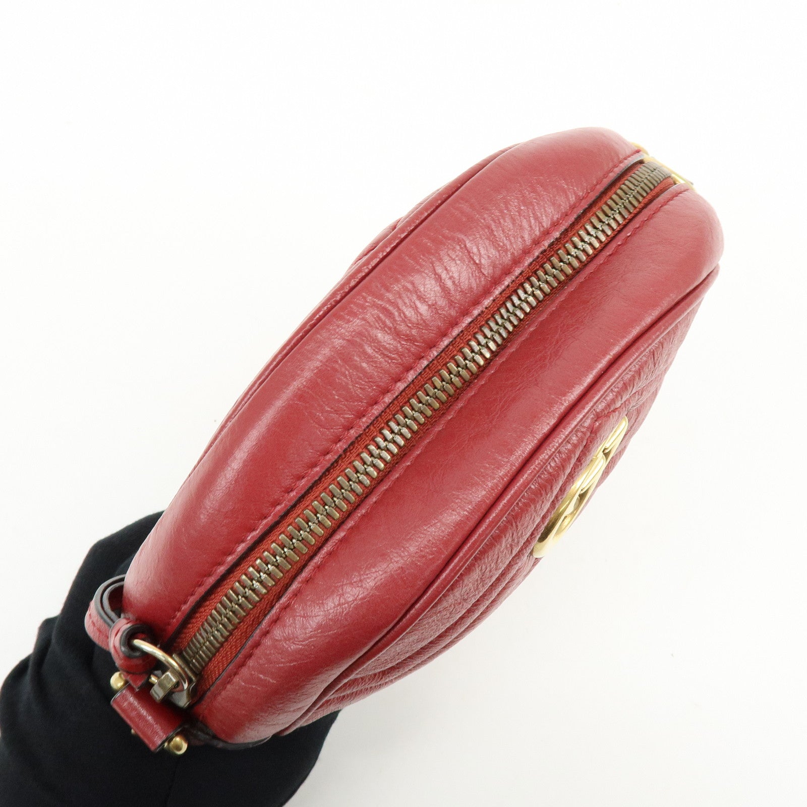 GUCCI GG Marmont Chevron Leather Chain Shoulder Bag Heart 550154