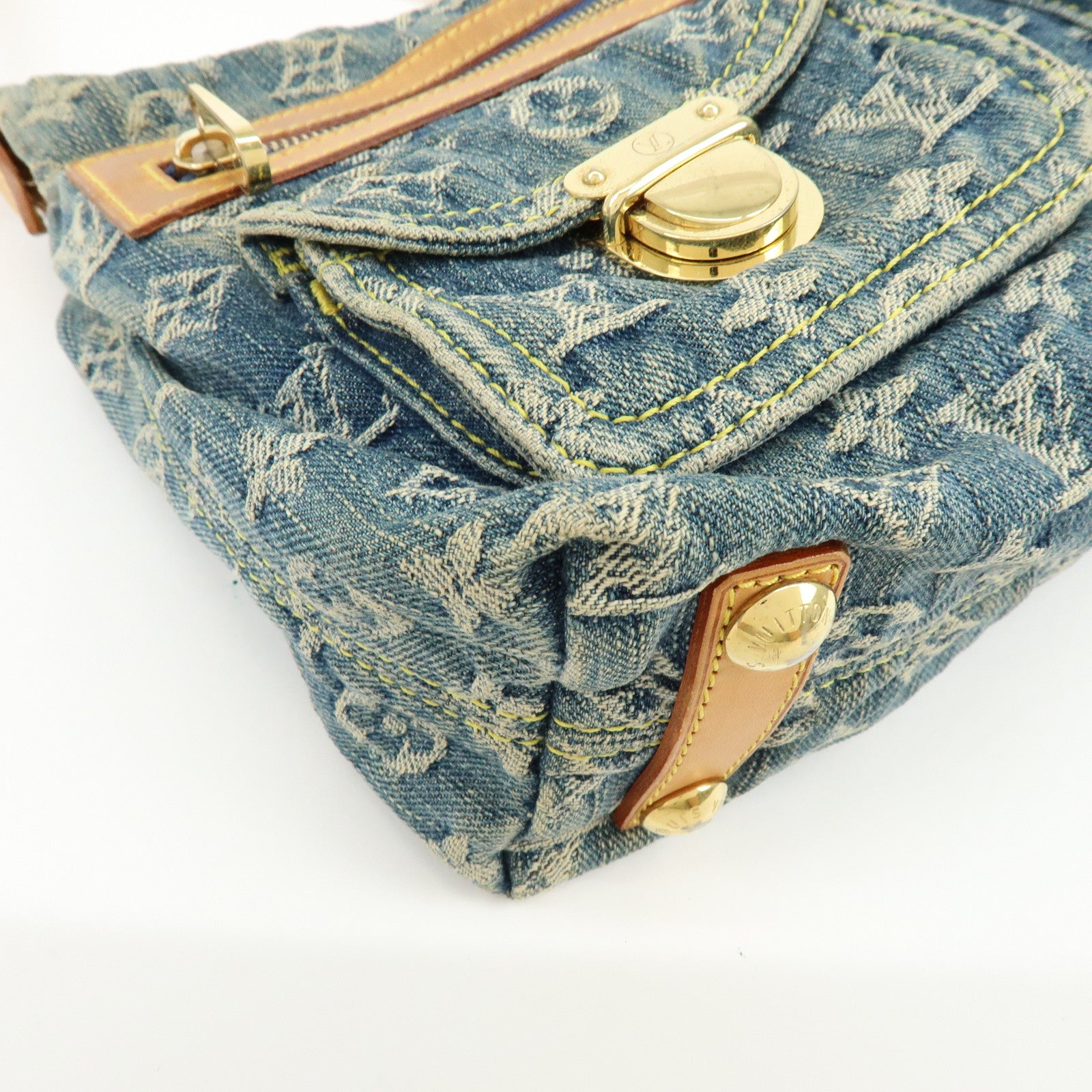 Louis Vuitton Monogram Denim Baggy PM 2Way Bag Shoulder Bag Blue M95049