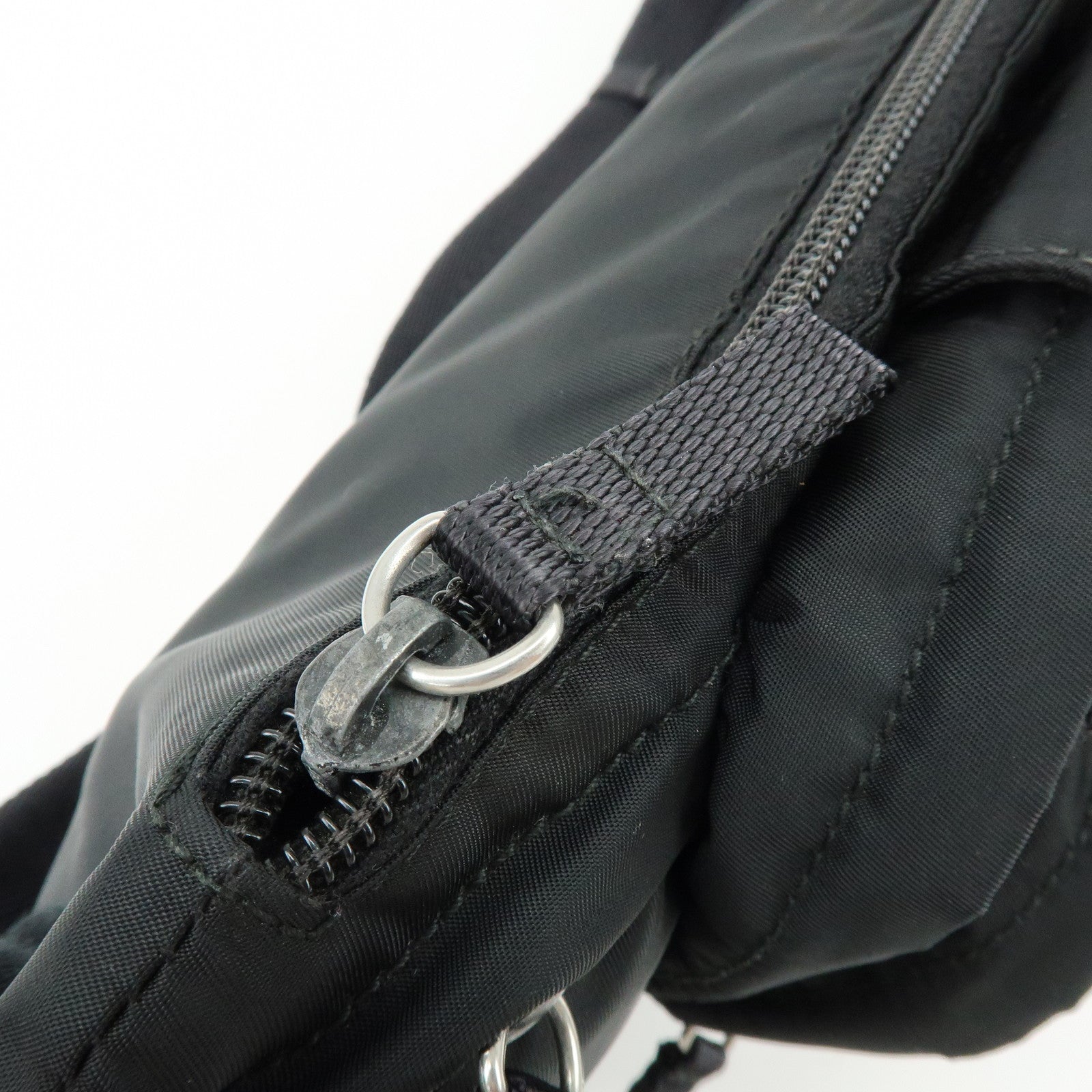 PRADA Triangle Logo Nylon Waist Bag Body Bag Black VA0056