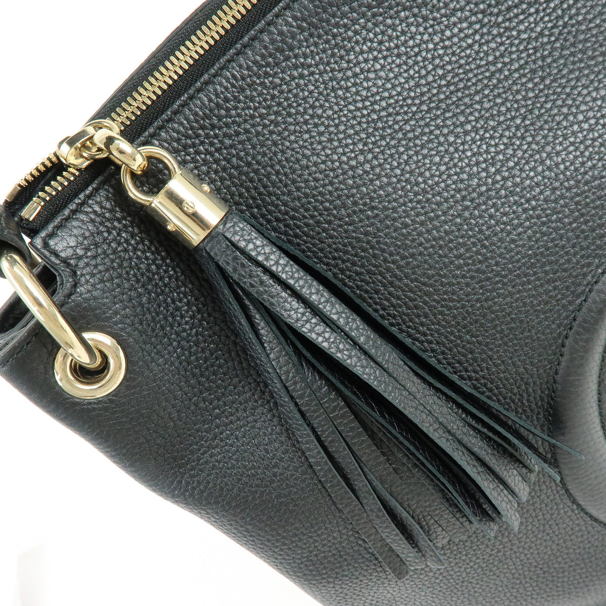 GUCCI SOHO Interlocking G Leather 2Way Hand Shoulder Bag Black 536194