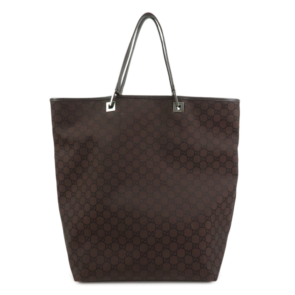 GUCCI GG Nylon Leather Tote Bag Shoulder Bag Brown 269123