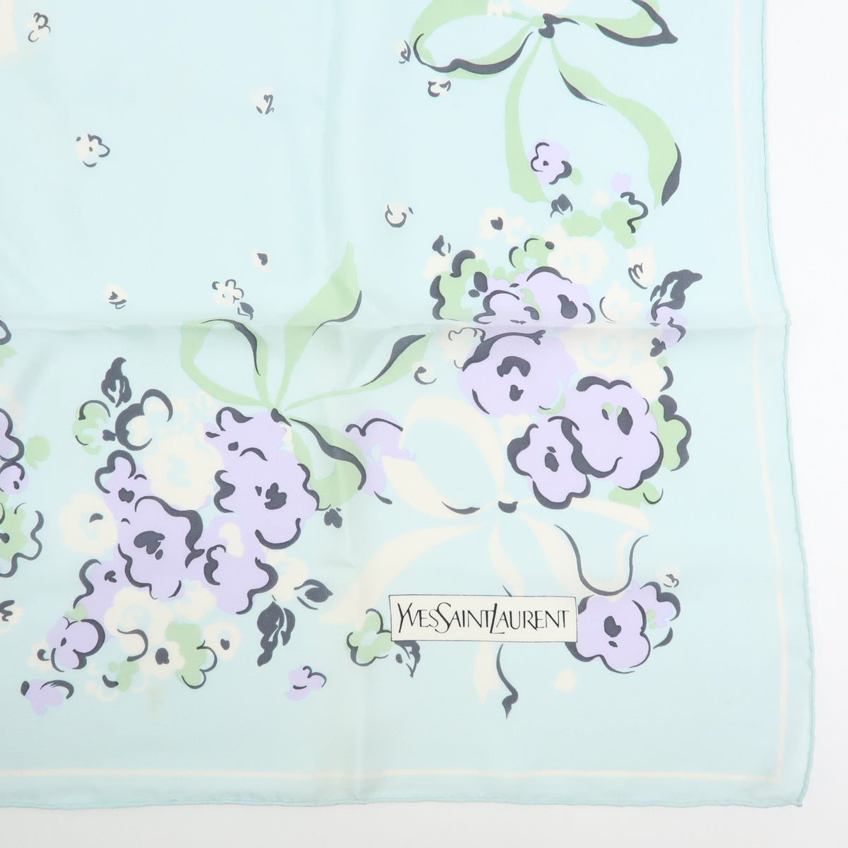YSL BURBERRY Lot of 2 Silk 100% Scarf Nova Plaid Flower Blue Beige