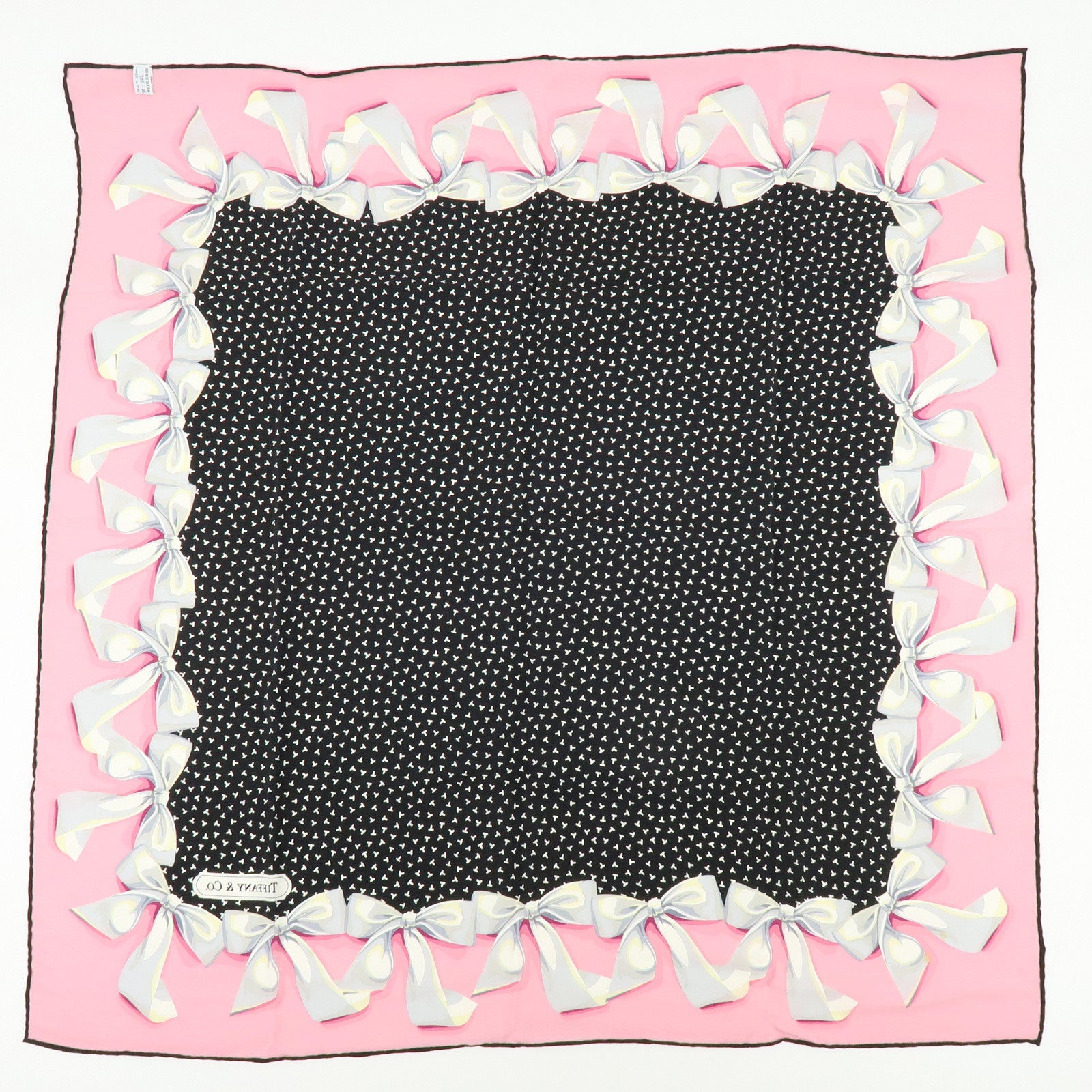 Tiffany & Co Silk 100% Scarf Ribbon Motif Black Pink White