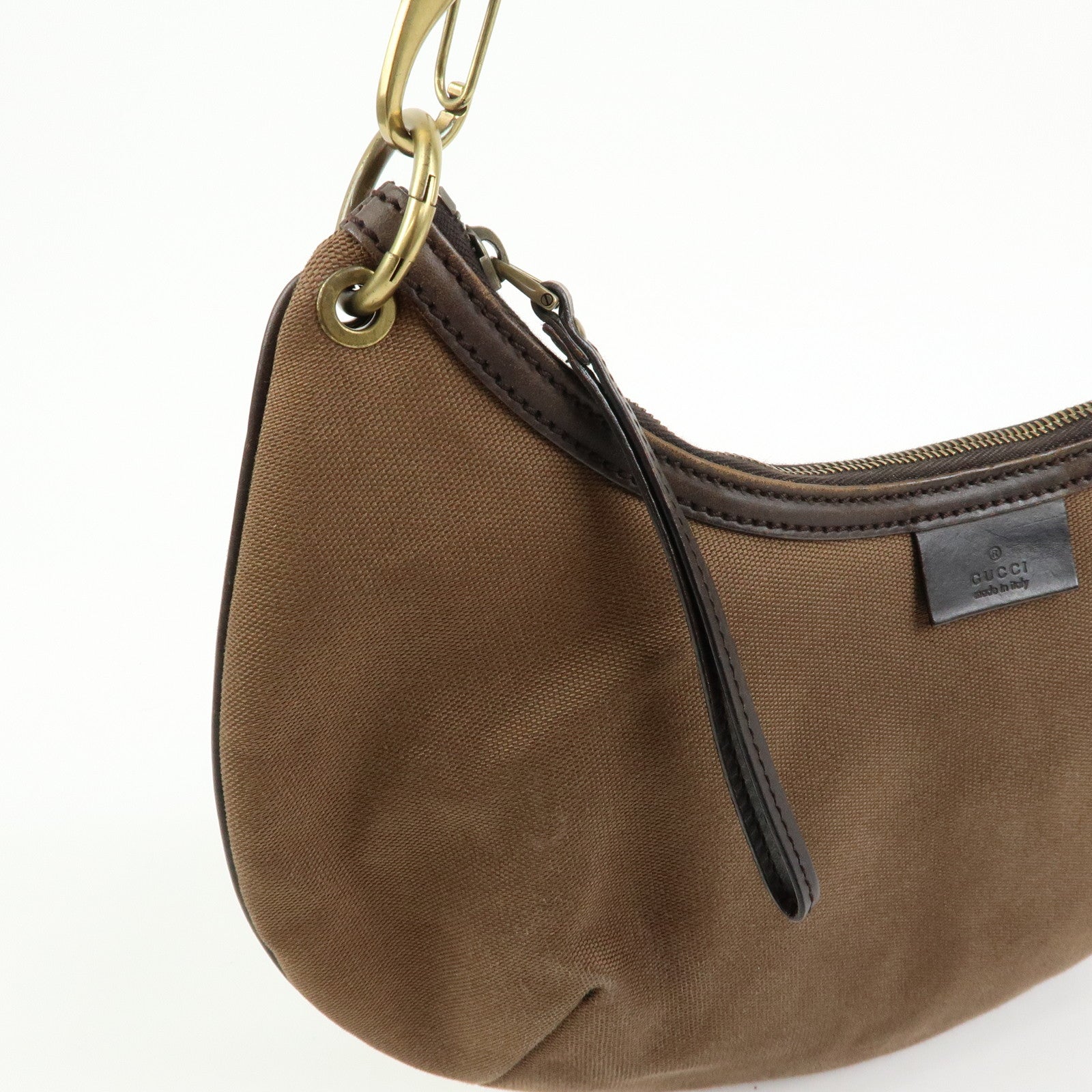 GUCCI Sherry Canvas Leather Shoulder Bag Hand Bag Borwn Orange 106663