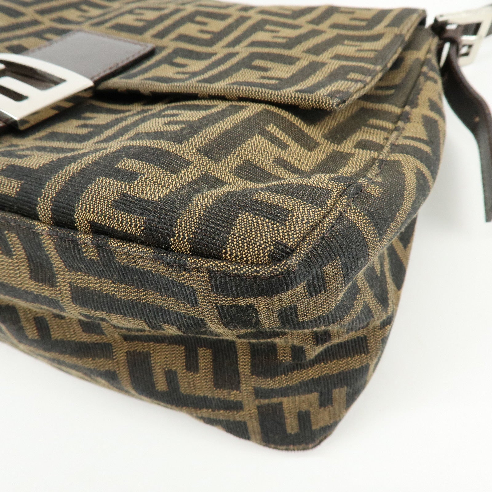 FENDI Mamma Baguette Zucca Canvas Leather Shoulder Bag Hand Bag 26325