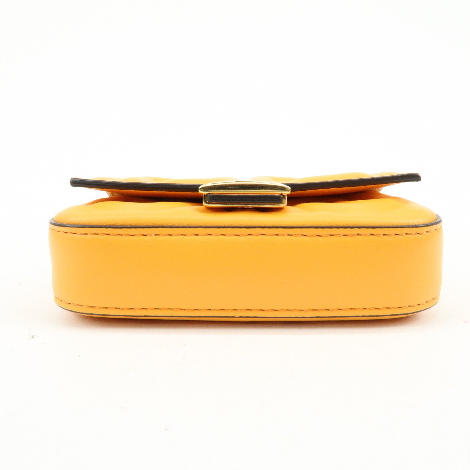 FENDI Nappa Leather Nano Baguette Charm Shoulder Bag Orange 7AR844