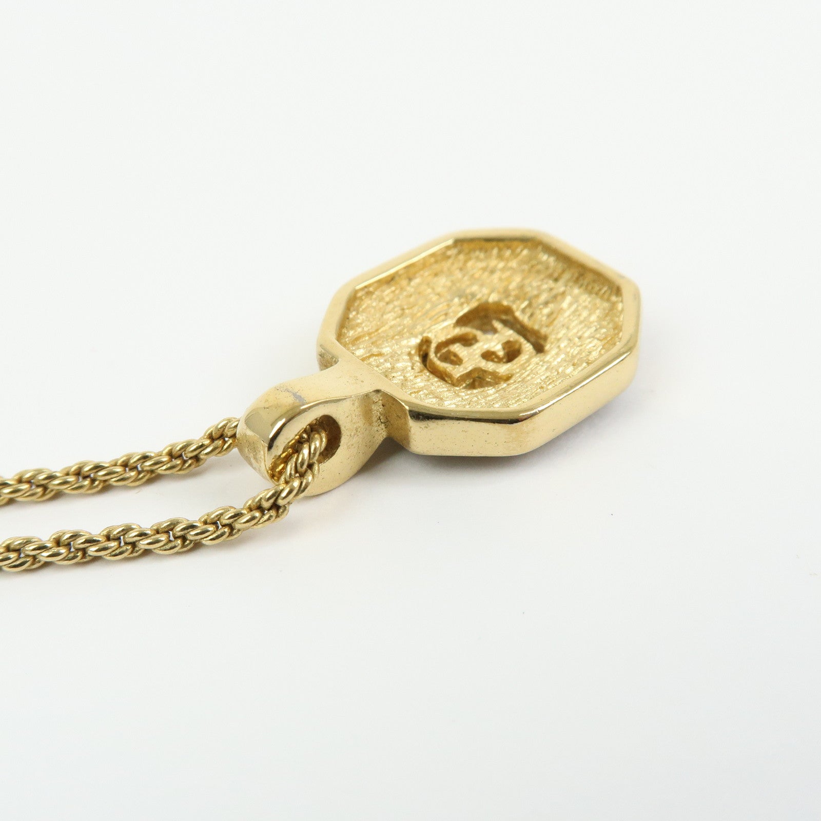 Christian Dior CD Logo Metal Rhinestone Necklace Choker Gold
