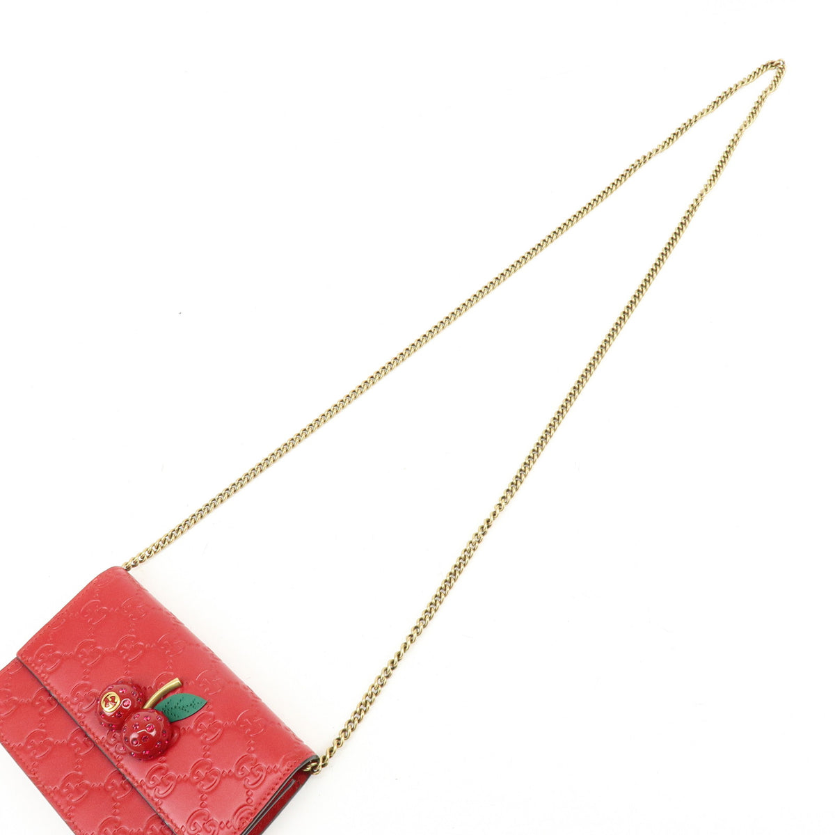GUCCI Interlocking G Guccissima Chain Shoulder Bag Cherry 481291