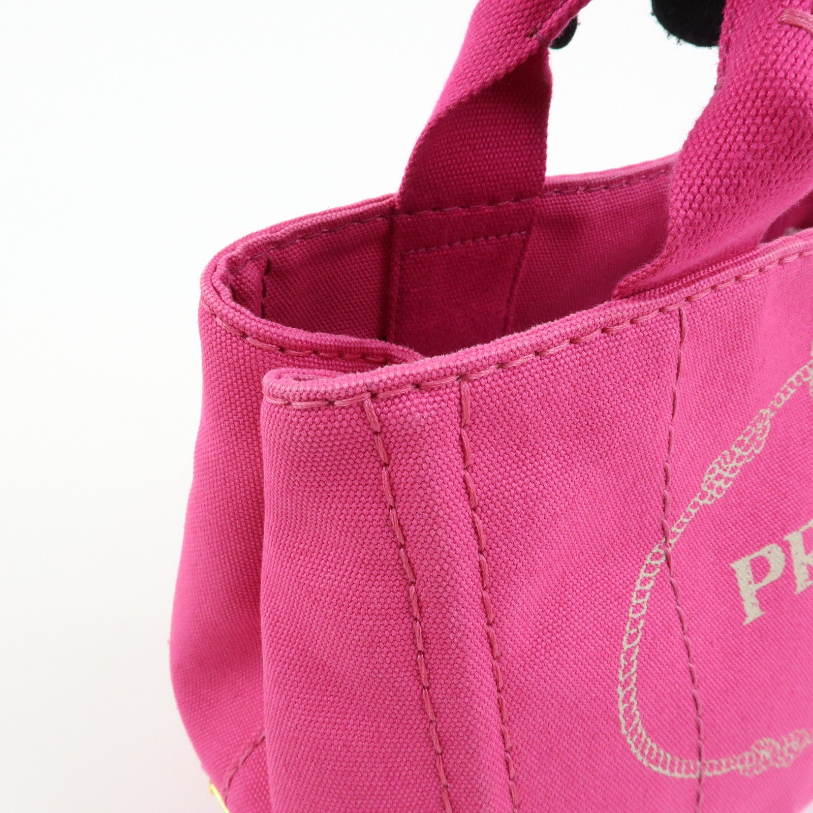 PRADA Triangle Logo Canapa Mini Canvas 2Way Hand Bag Pink B2439G