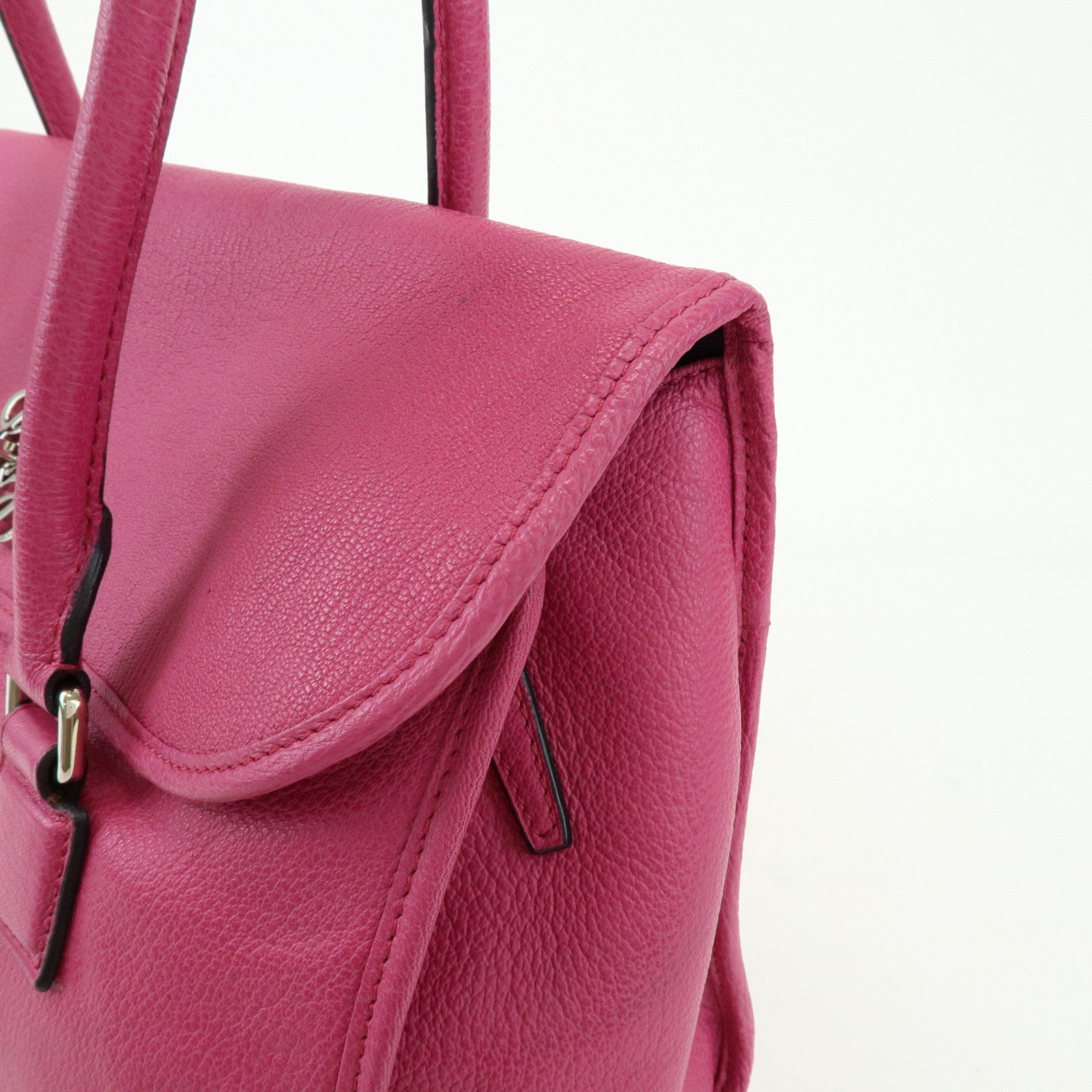 LOEWE Anagram Leather Hand Bag Shoulder Bag Mini Boston Bag Pink