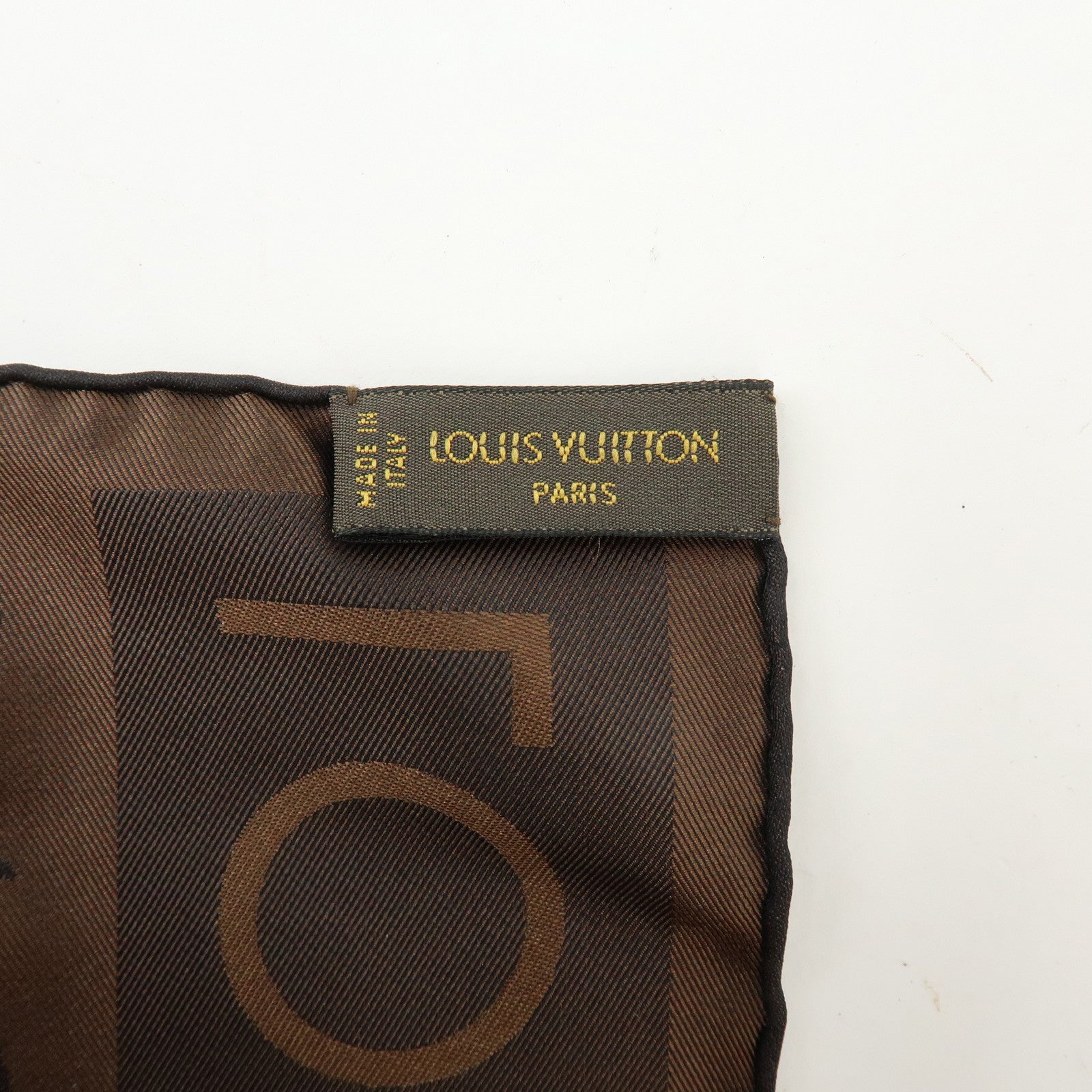 Louis Vuitton Logo Pattern Silk 100% Scarf Brown  70×70