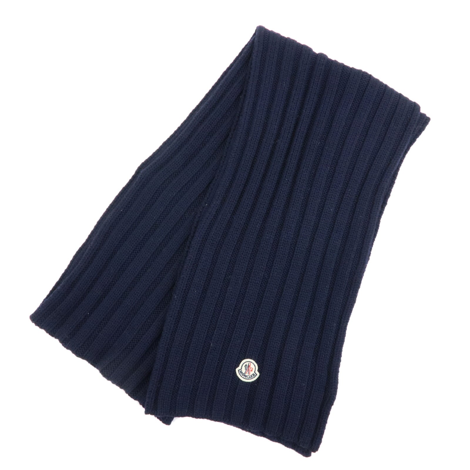 MONCLER Logo Wool 100% Scarf Stole Navy