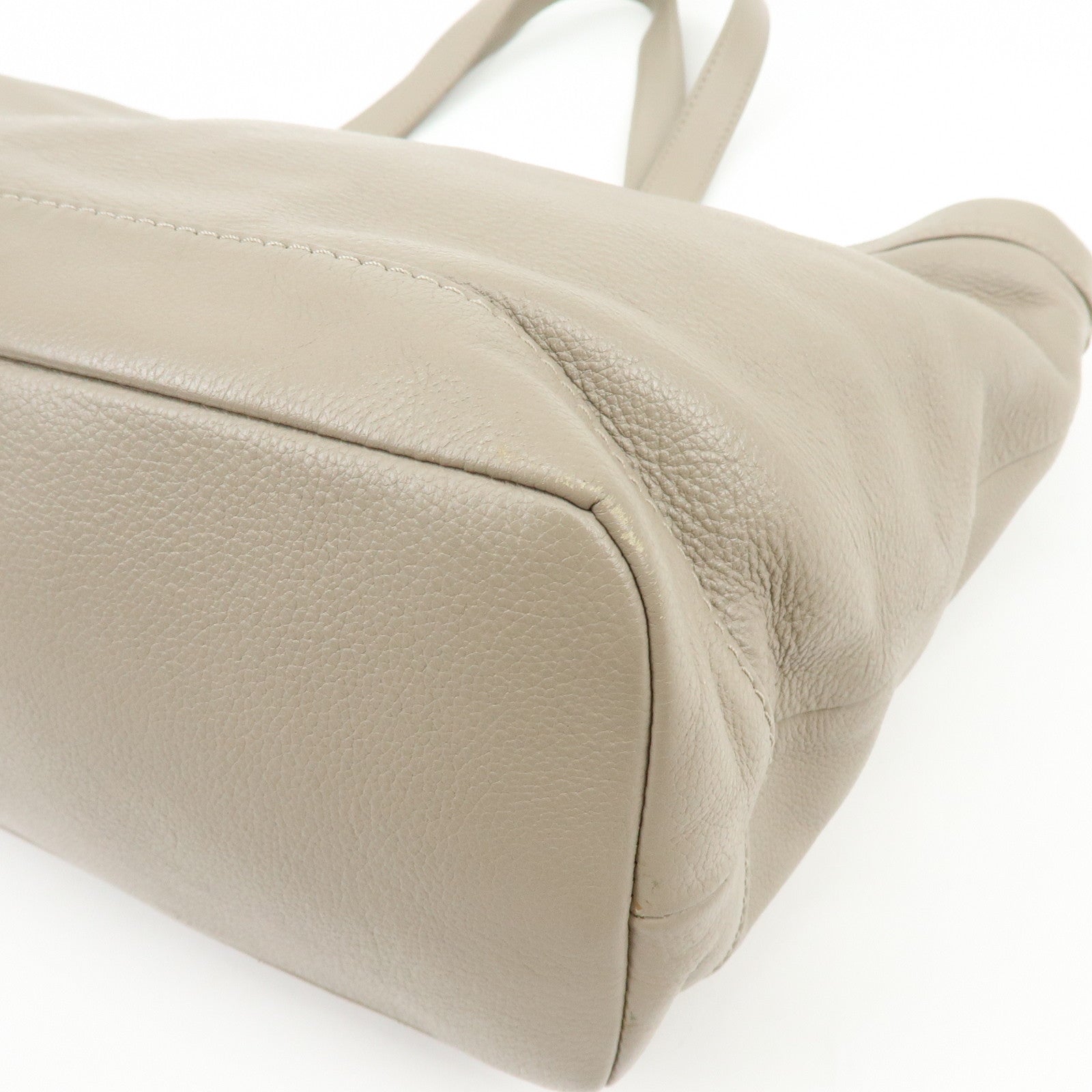 Chloe See By Chloe Leather Tote Bag Hand Bag Shoulder Bag Greige