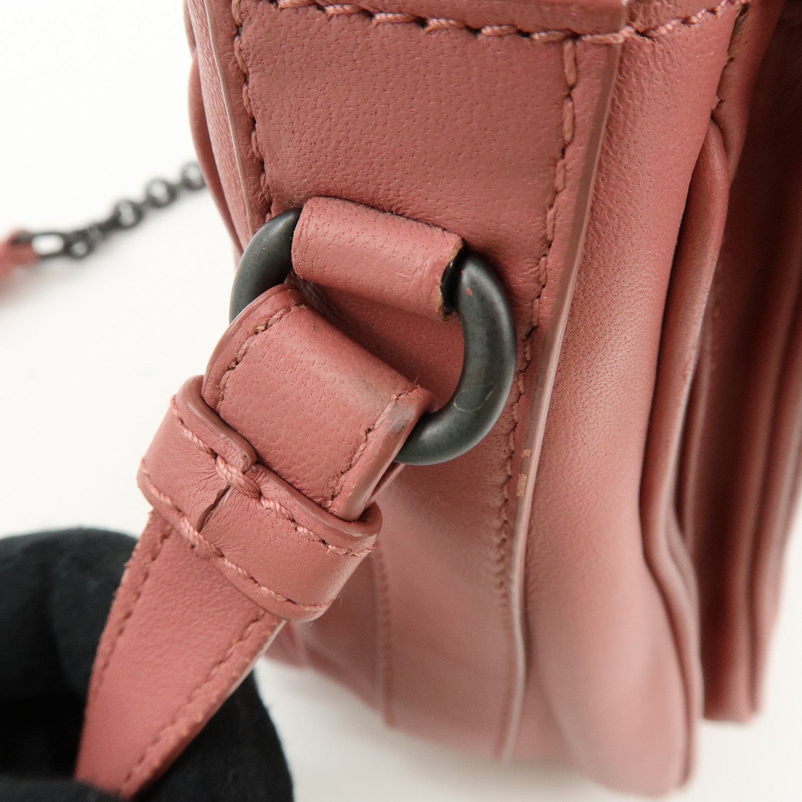 BOTTEGA VENETA Intrecciato Leather Chain Shoulder Bag Pink