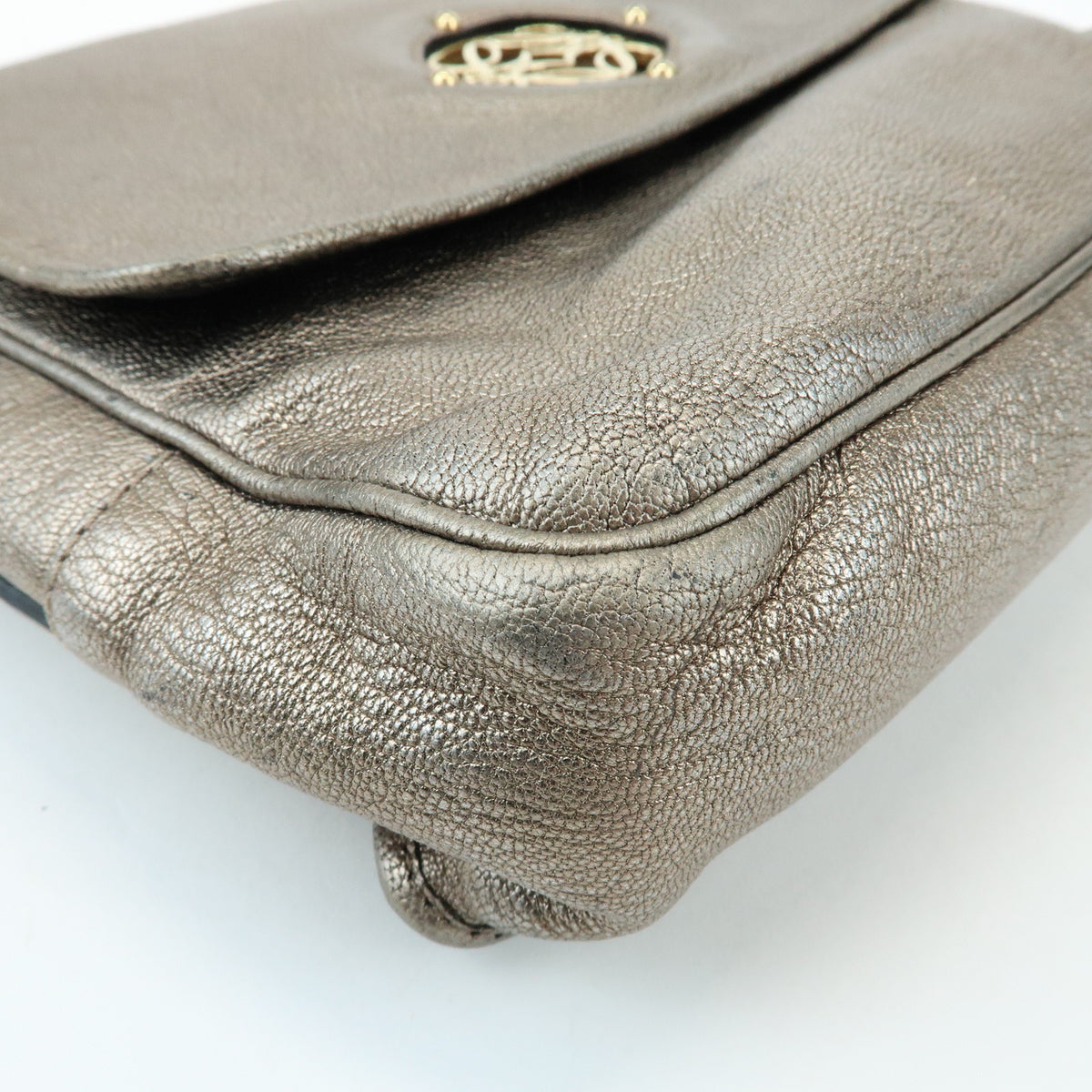 LOEWE Mya Anagram Leather Shoulder Bag Hand Bag Silver Gray