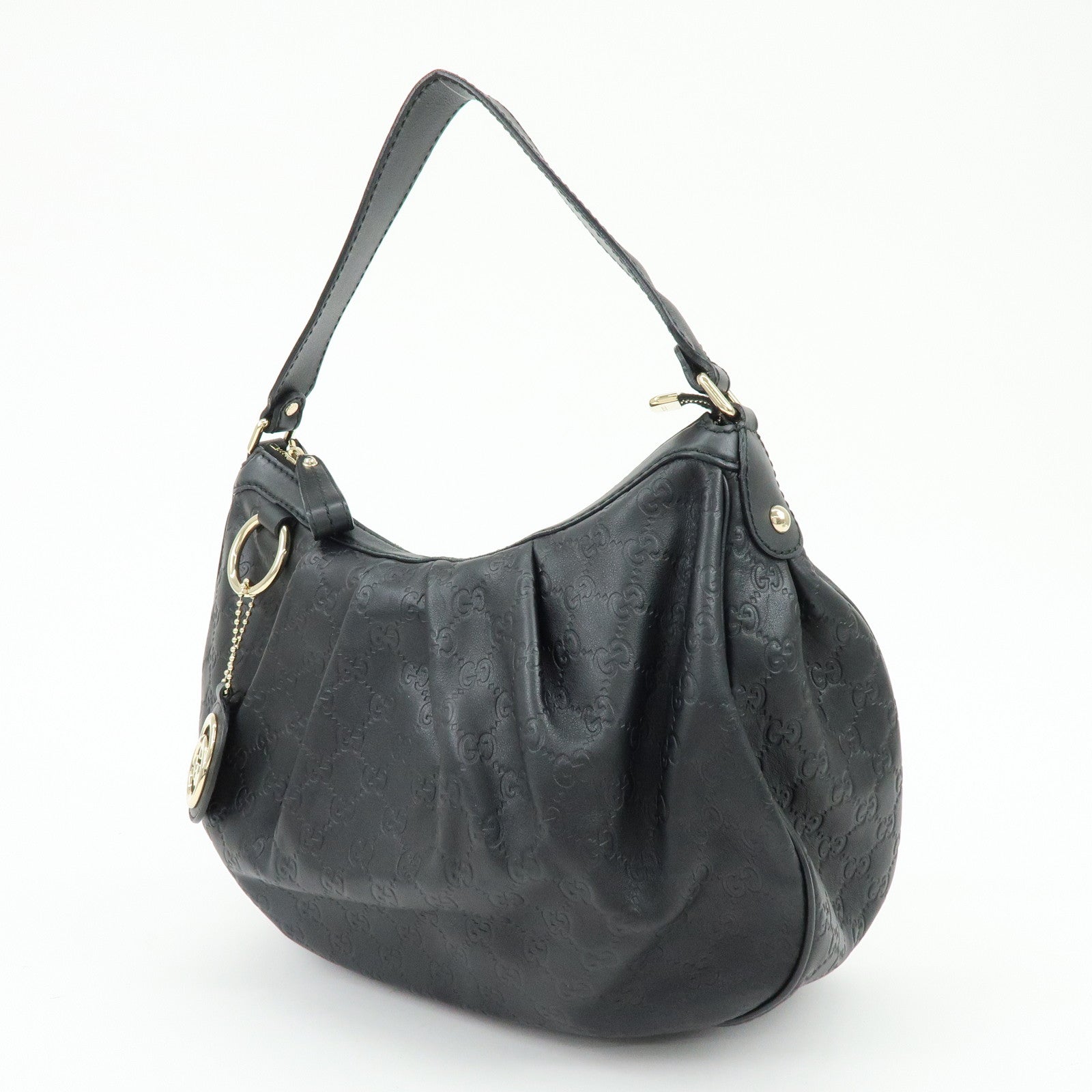 GUCCI Sukey Guccissima Leather Shoulder Bag Hand Bag Black 232955