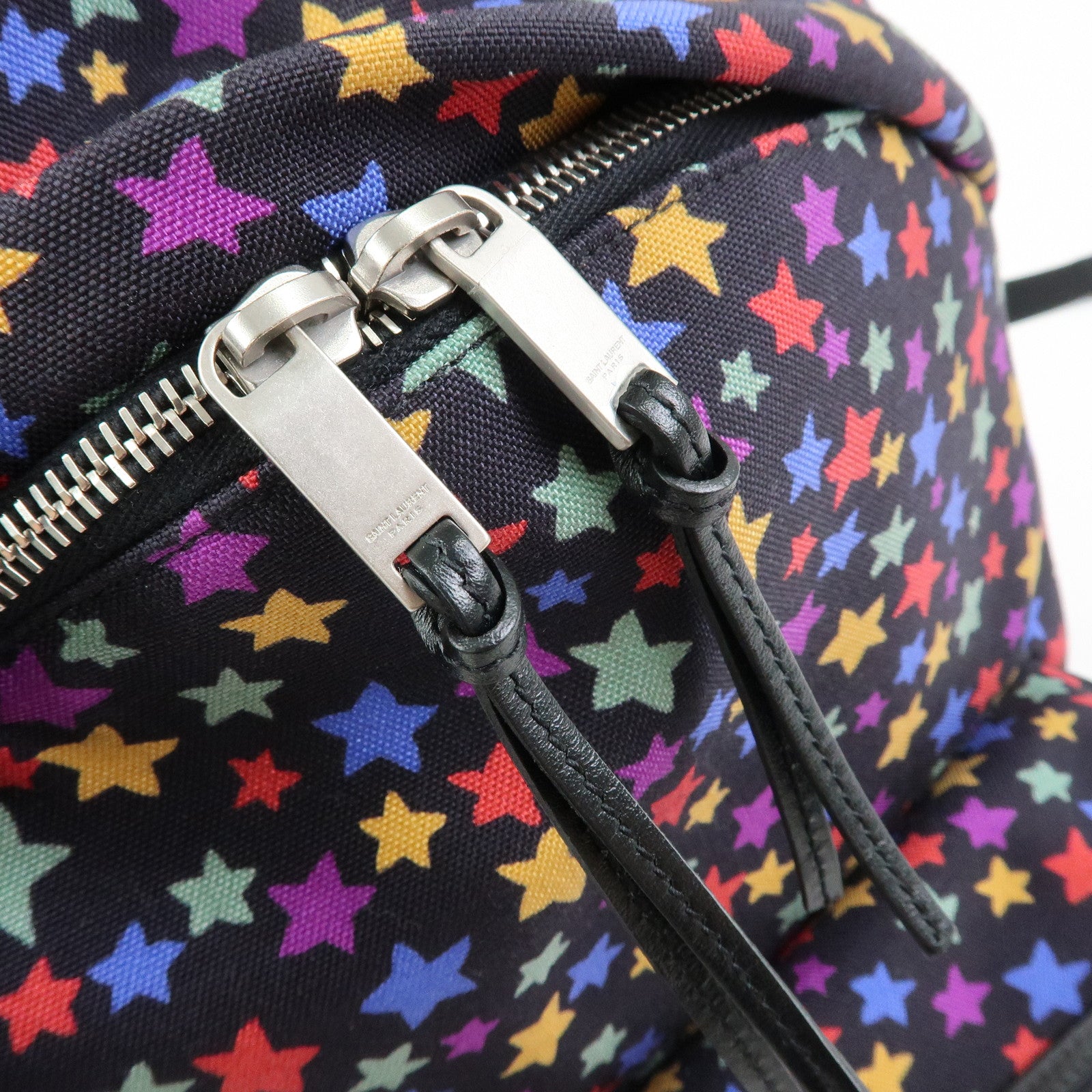 SAINT LAURENT PARIS City Canvas Leather Backpack Star Pattern 508548