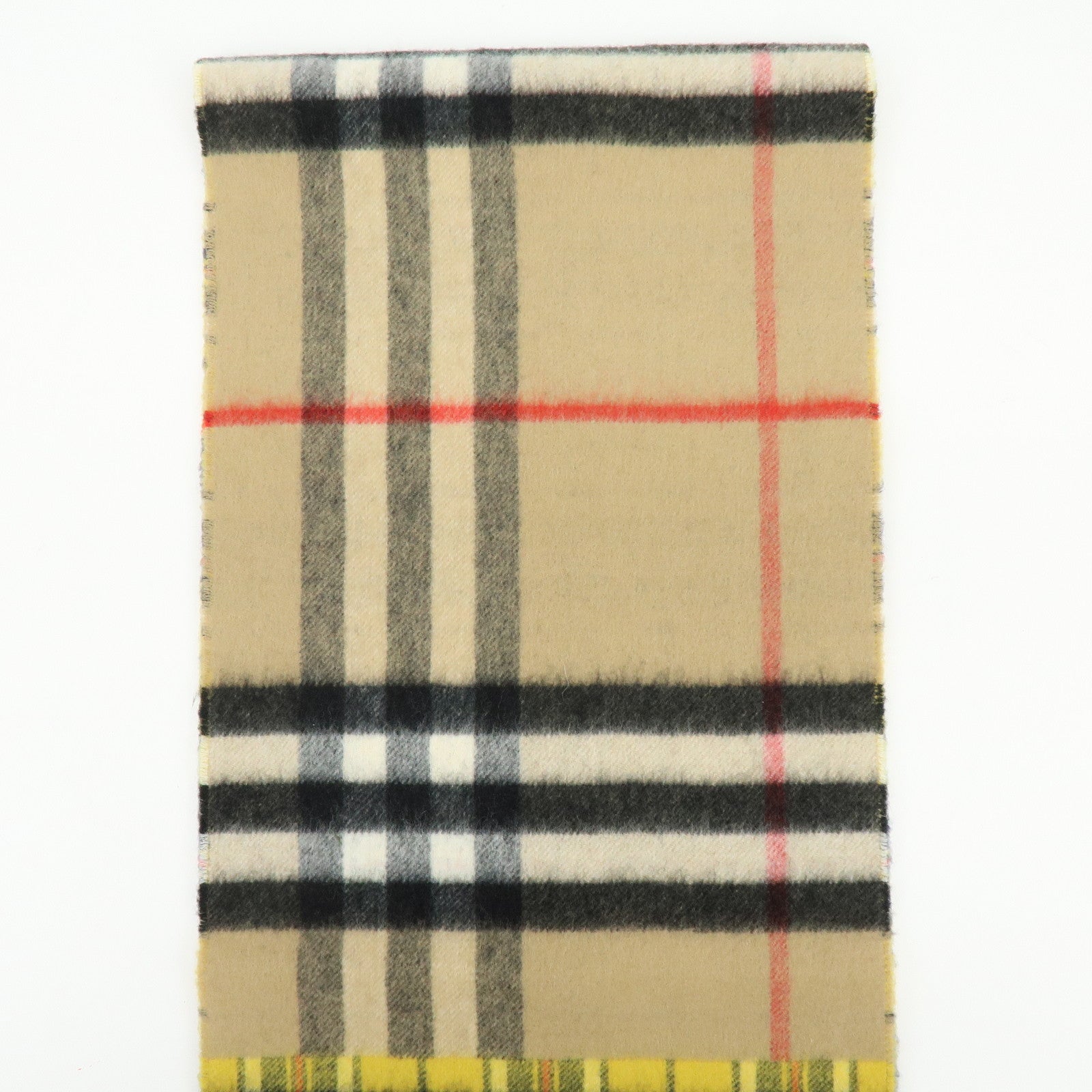 BURBERRY Nova Plaid Wool 100% Scarf Beige Yellow Navy Black Red