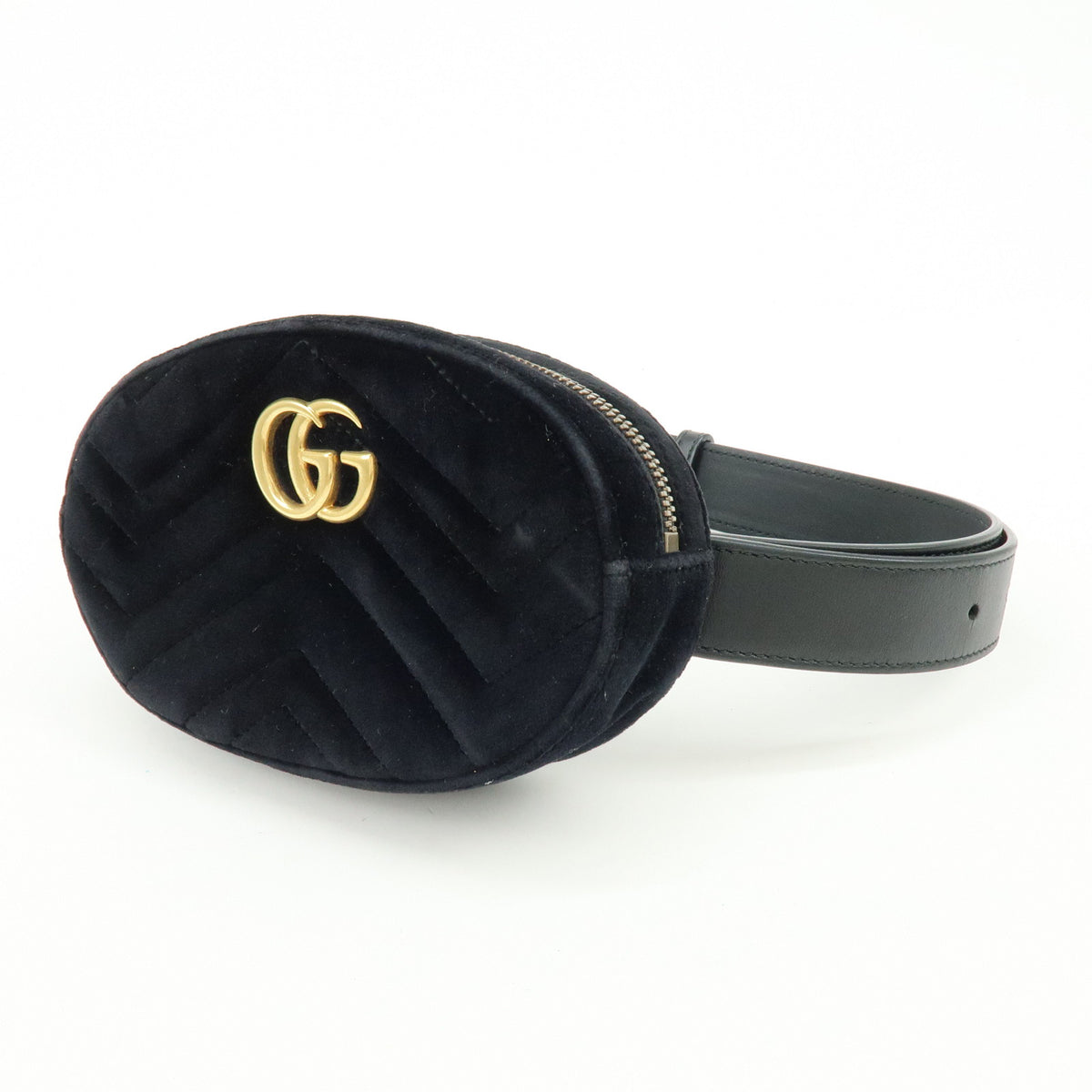 GUCCI GG Marmont Double G Velvet Leather Waist Bag Body Bag 476434