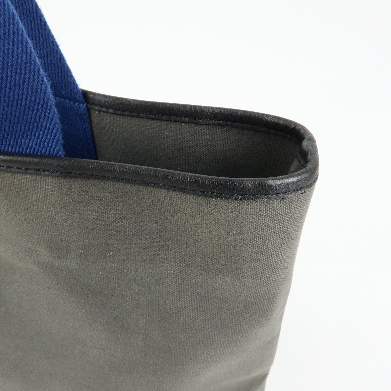 LOEWE Logo Canvas Leather Tote Bag Shoulder Bag Hand Bag Gray Blue