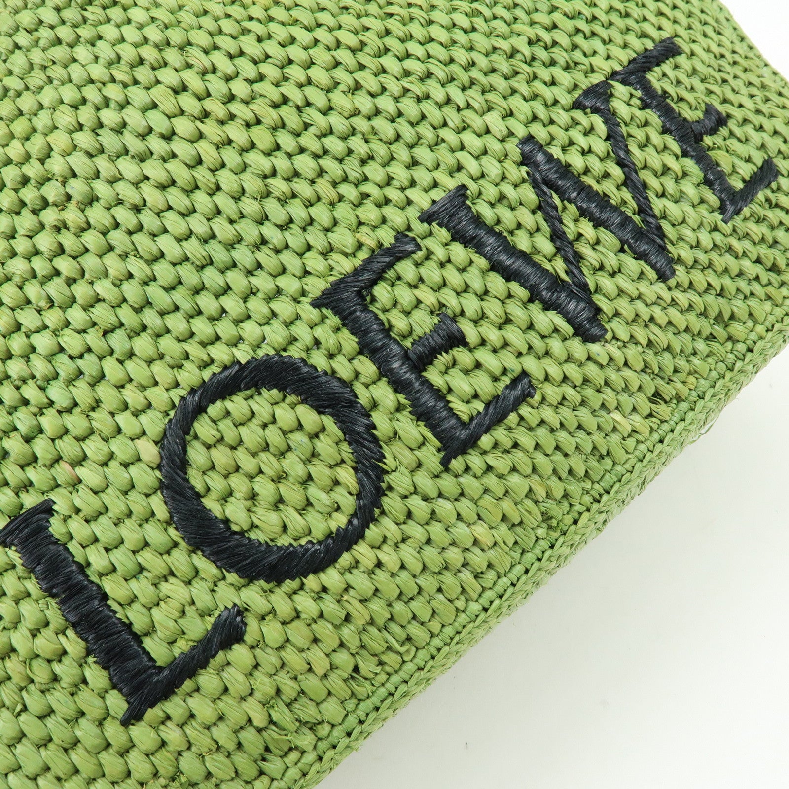 LOEWE Font Tote Raffia Leather 2Way Bag Tote Bag Shoulder Bag Green