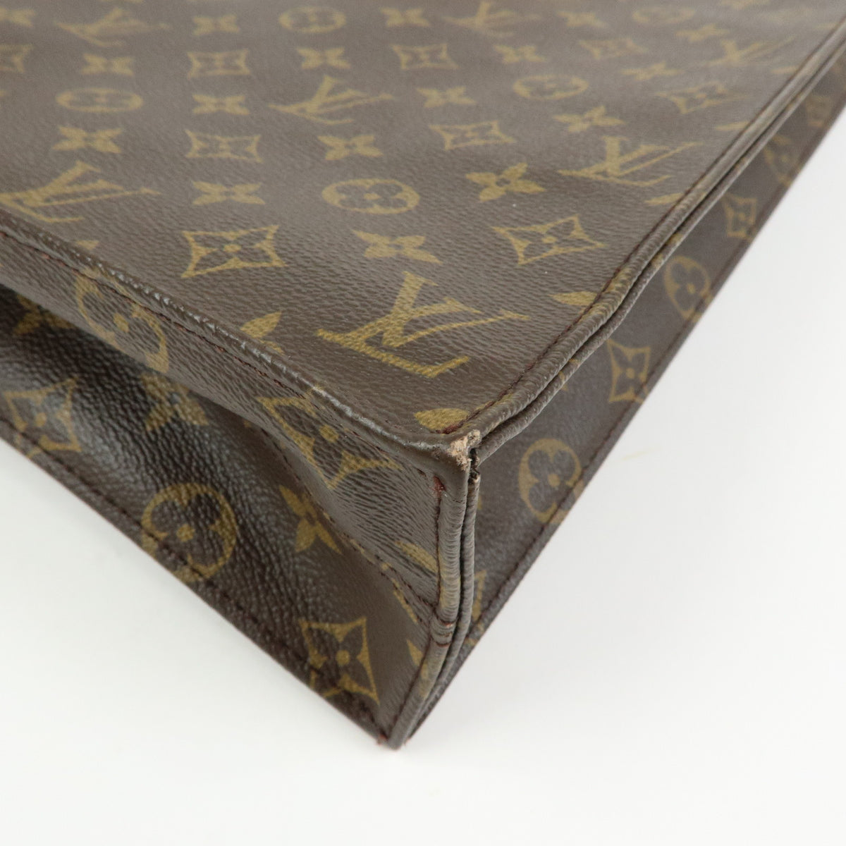 Louis Vuitton Monogram Sac Plat Tote Bag Hand Bag Brown M51140