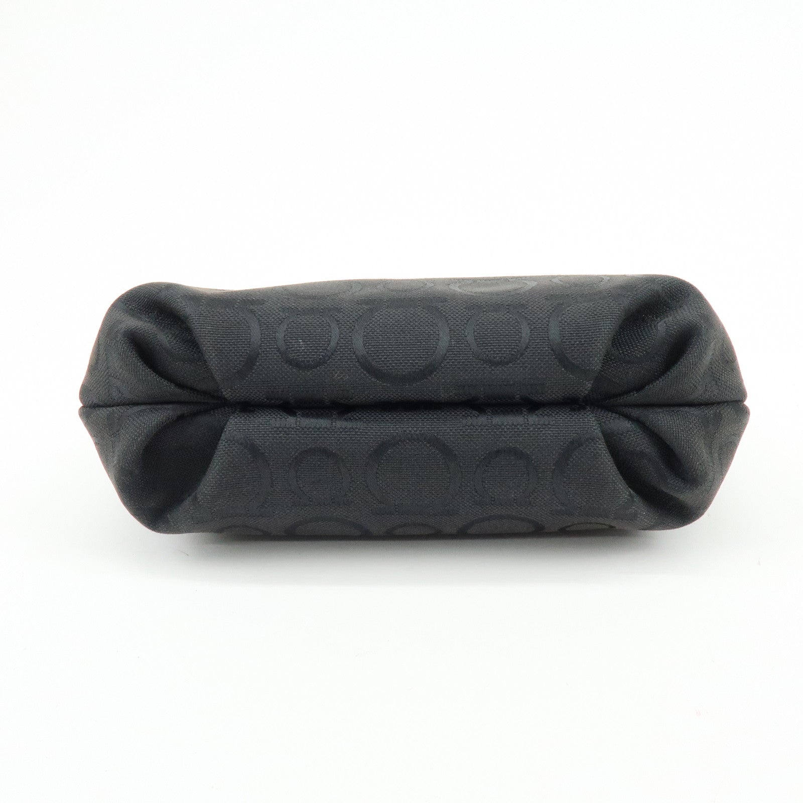 Ferragamo Gancini Canvas Leather Hand Bag Accessory Pouch Black