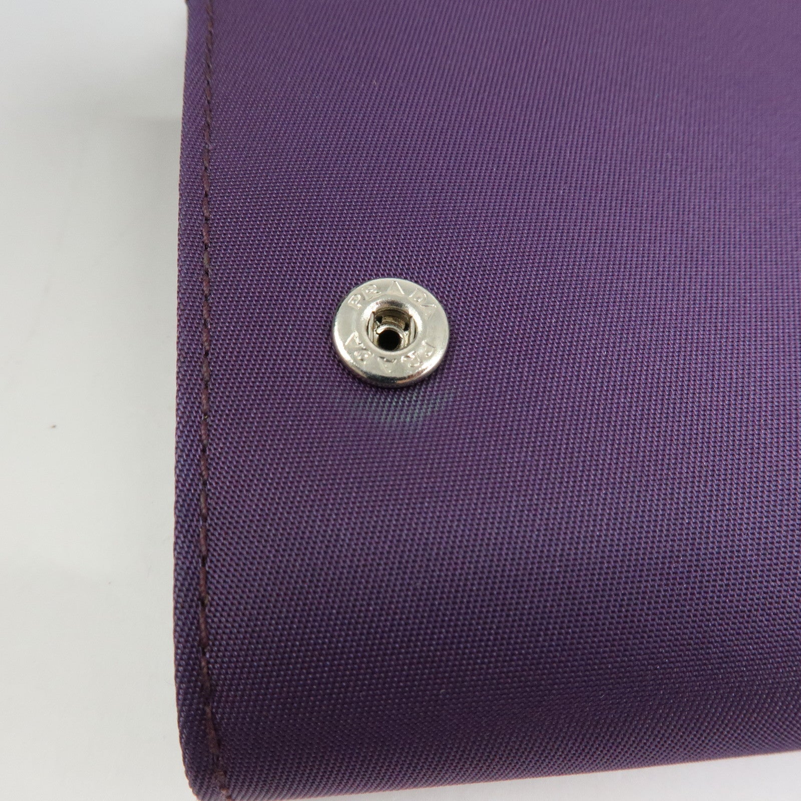 PRADA Triangle Logo Nylon Saffiano Leather Long Wallet Purple M608