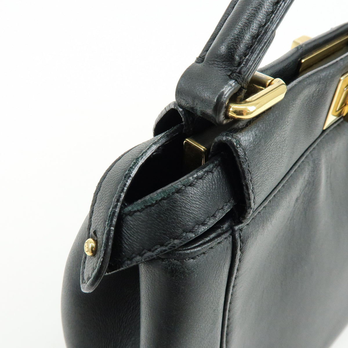 FENDI Peekaboo Mini Leather 2Way Shoulder Bag Hand Bag Black 8BN244