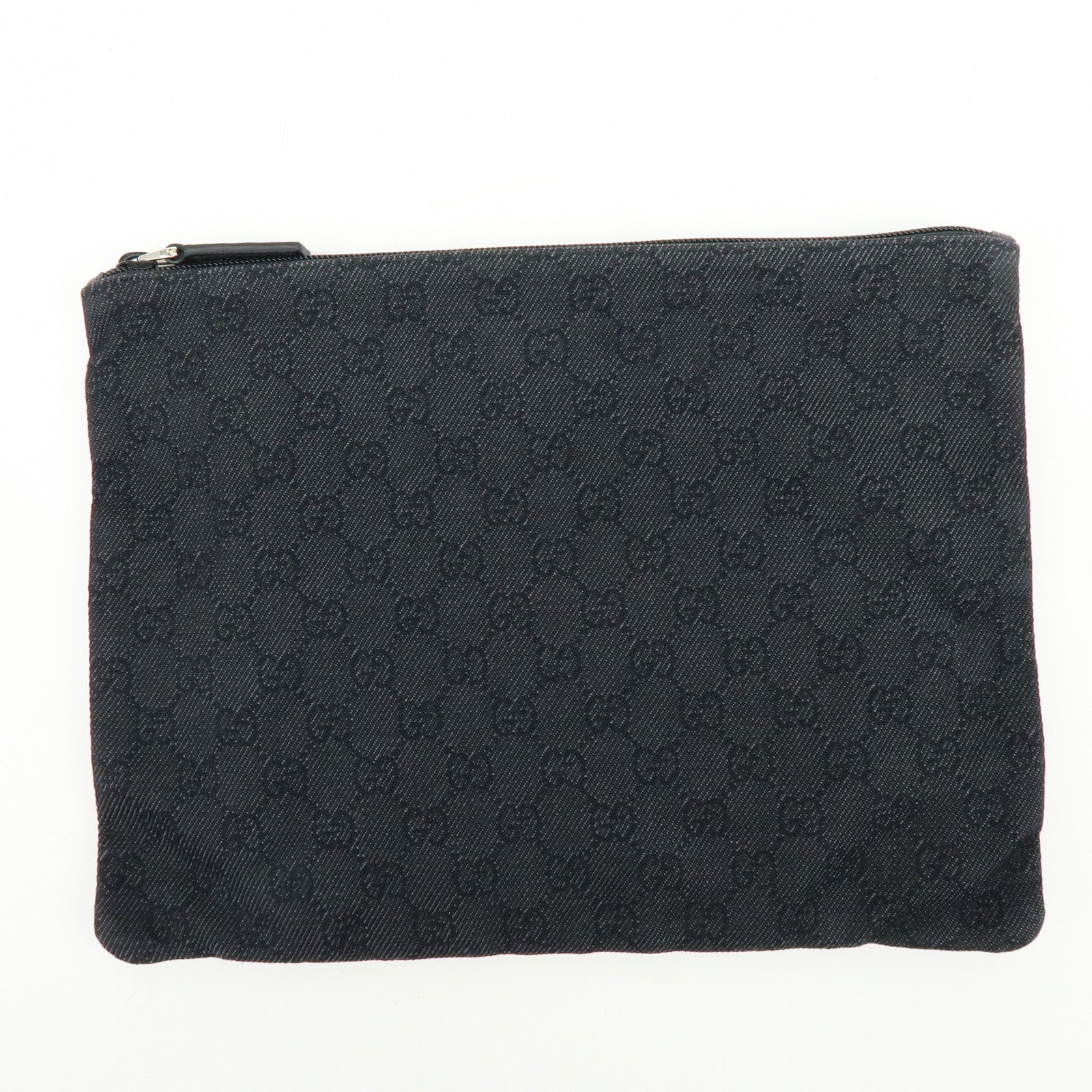 GUCCI GG Denim Leather Boston Bag Shoulder Bag Hand Bag Black 105671