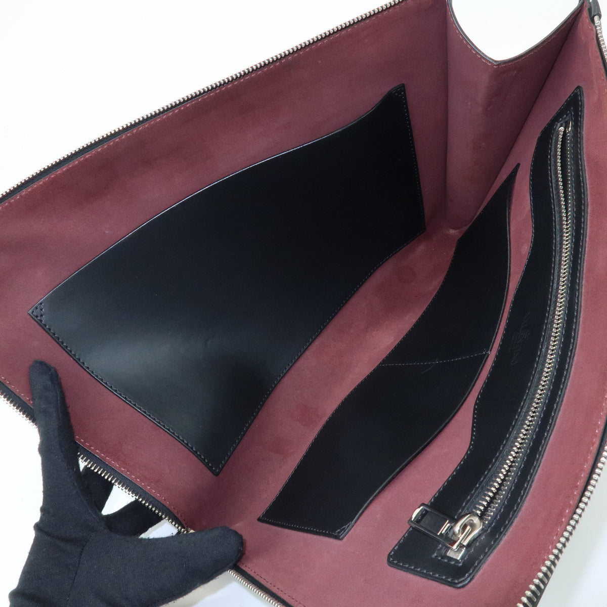 VALENTINO GARAVANI Leather Clutch Bag Flat Pouch Black
