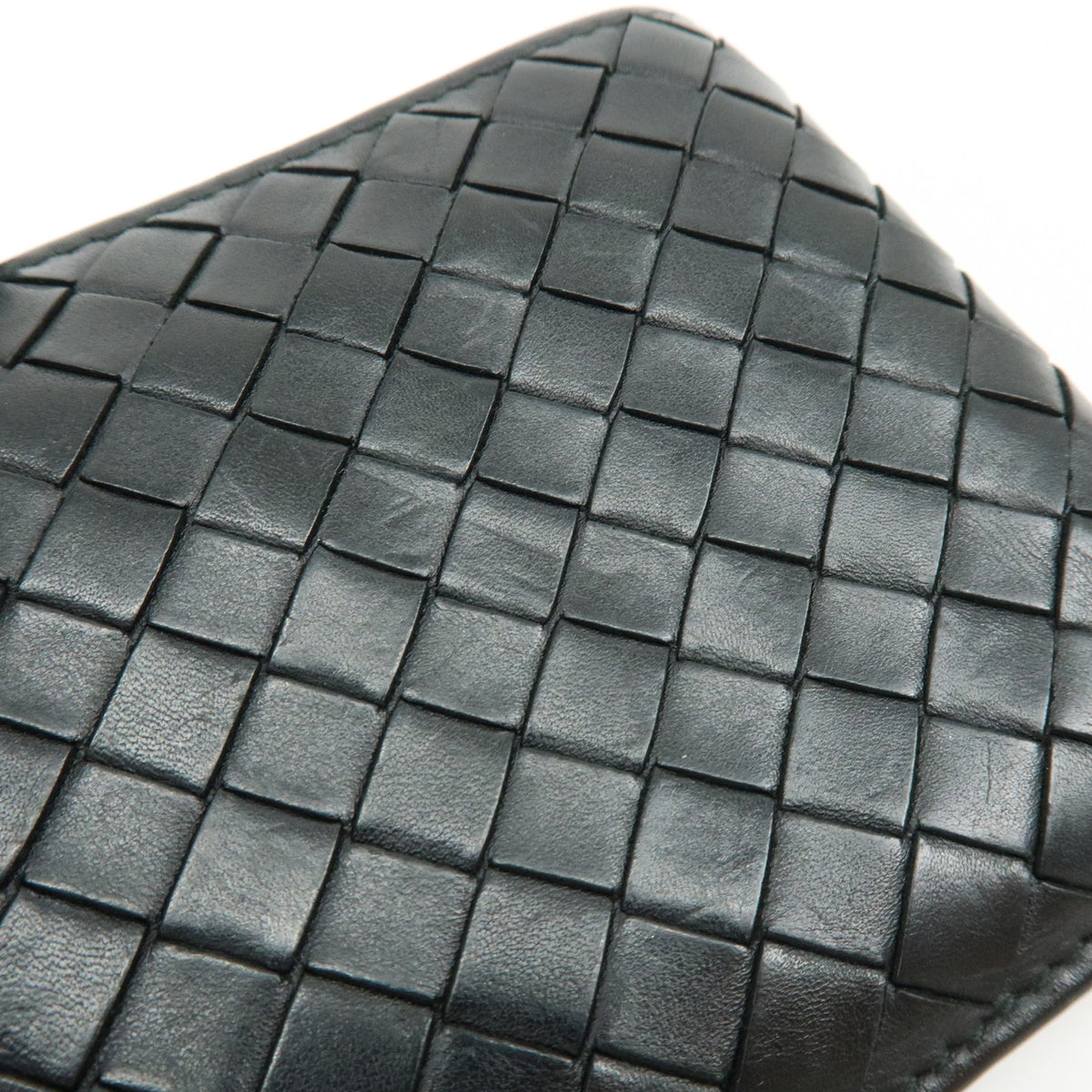 Bottega Veneta Intrecciato Leather Bi-fold Comact Wallet Black 193642