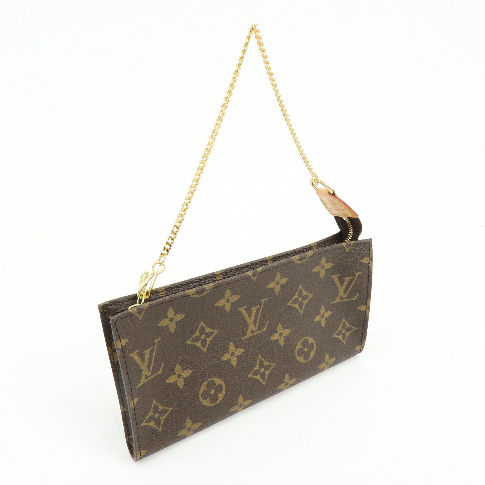 Louis Vuitton Monogram Leather Pouch for Baguette GM Brown Gold