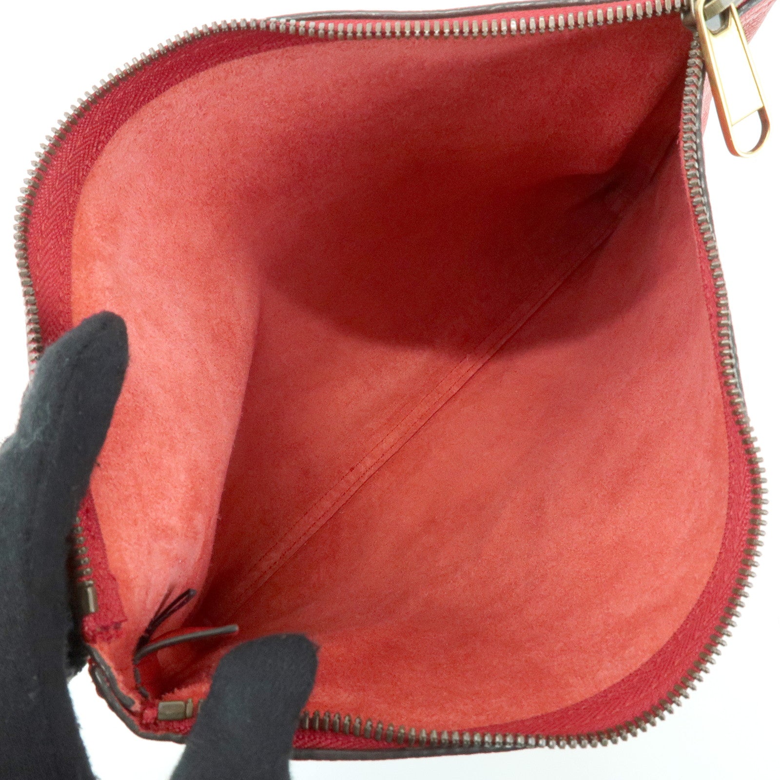 GUCCI Vintage Logo Portfolio Leather Clutch Bag Pouch Red