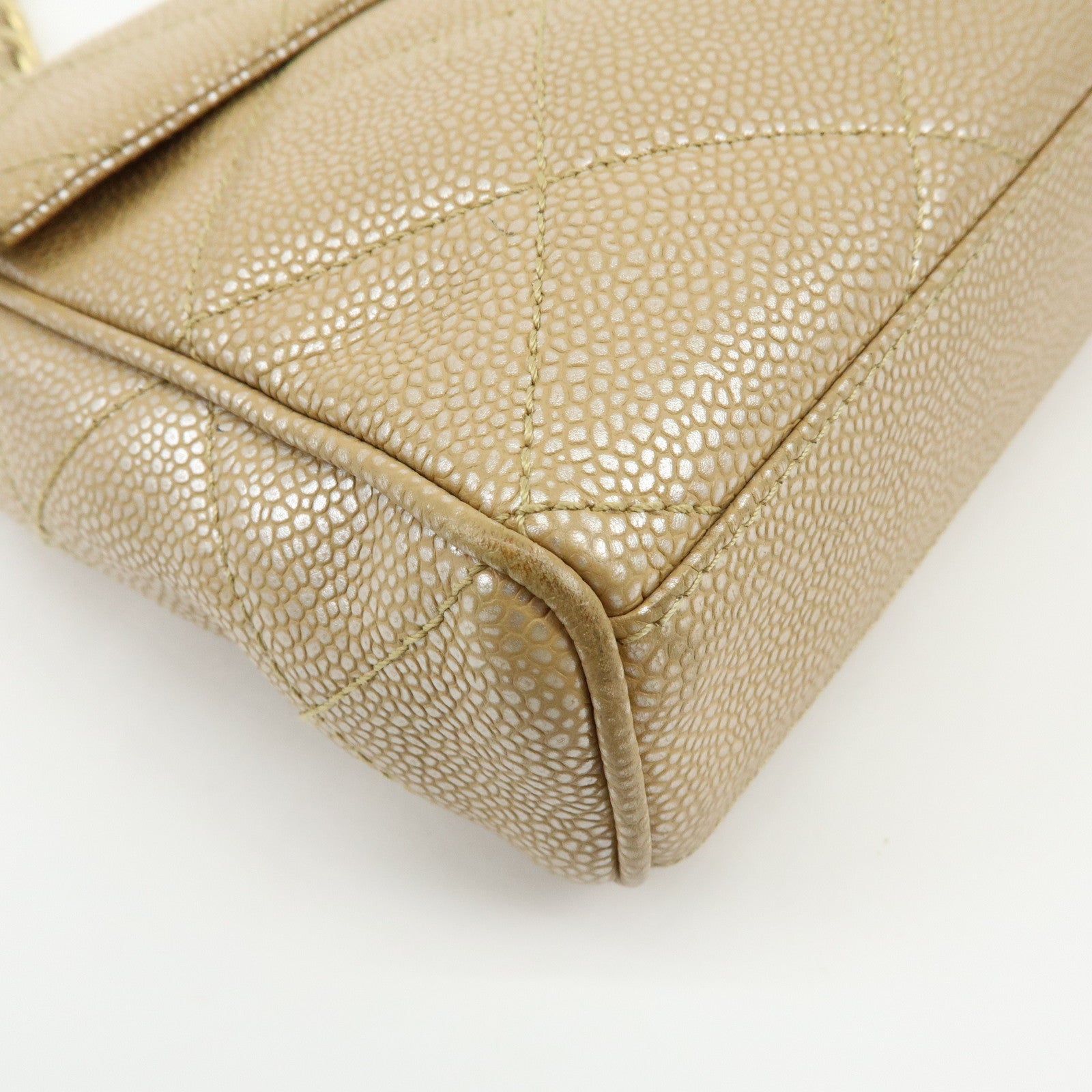 CHANEL COCO Mark Matelasse Caviarskin Flap Chain Shoulder Bag Beige