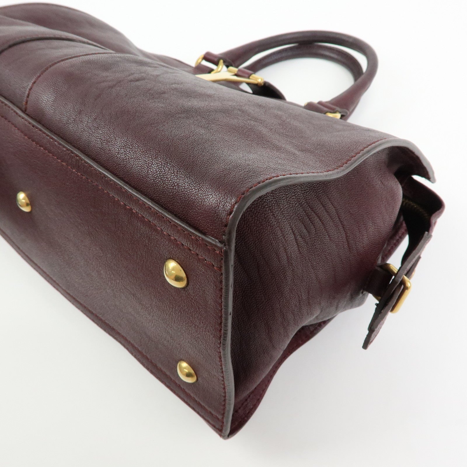 SAINT LAURENT PARIS Y Line Cabas Chyc Leather 2Way Bag Purple Brown